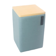 Pro Series Upholstered 18" x 18" Square Ottoman Table with Tech Panel 28" Height - Sky Blue Crosshatch/Maple
