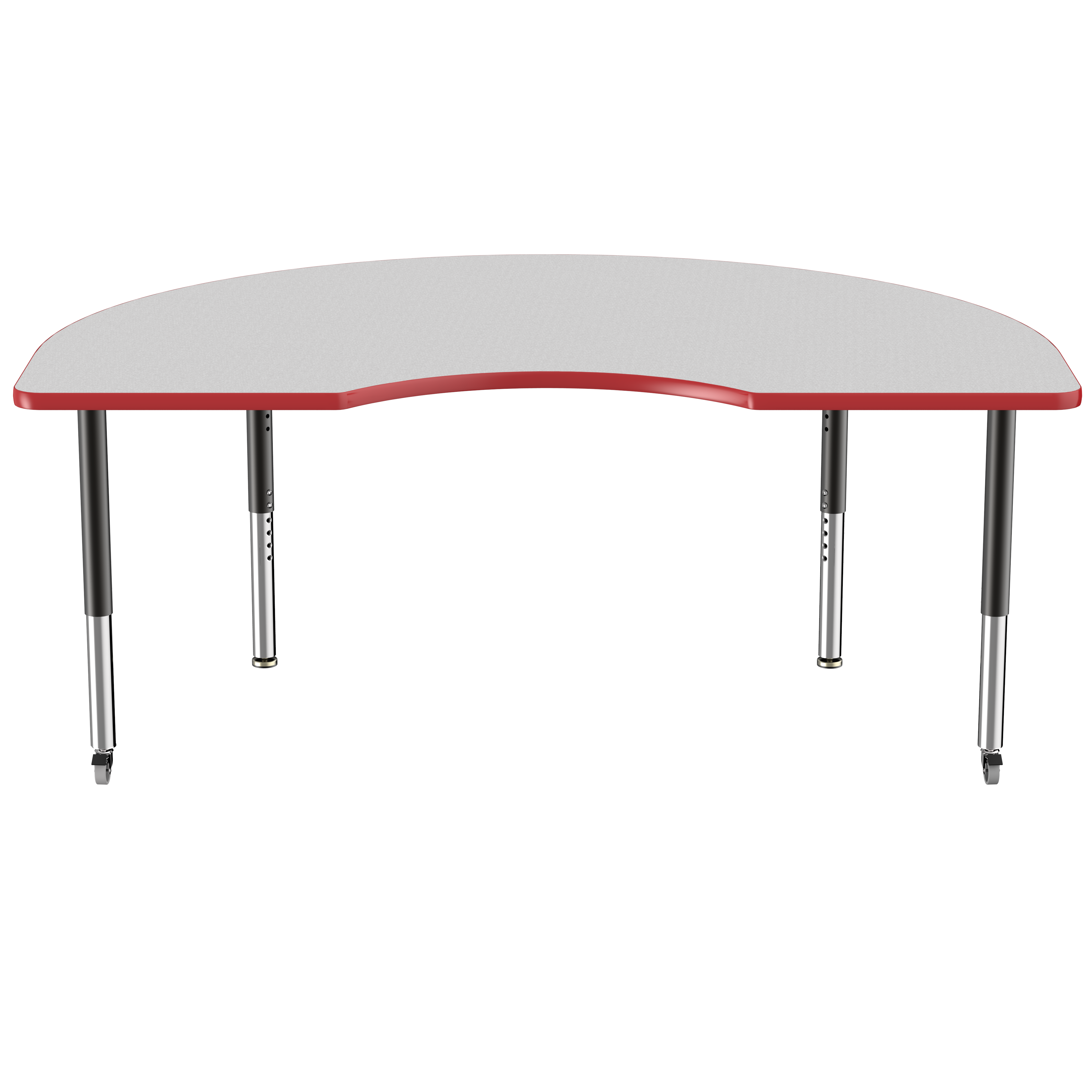 48" x 72" Kidney T-Molding Activity Table with Adjustable Super Legs - Gray/Red/Black