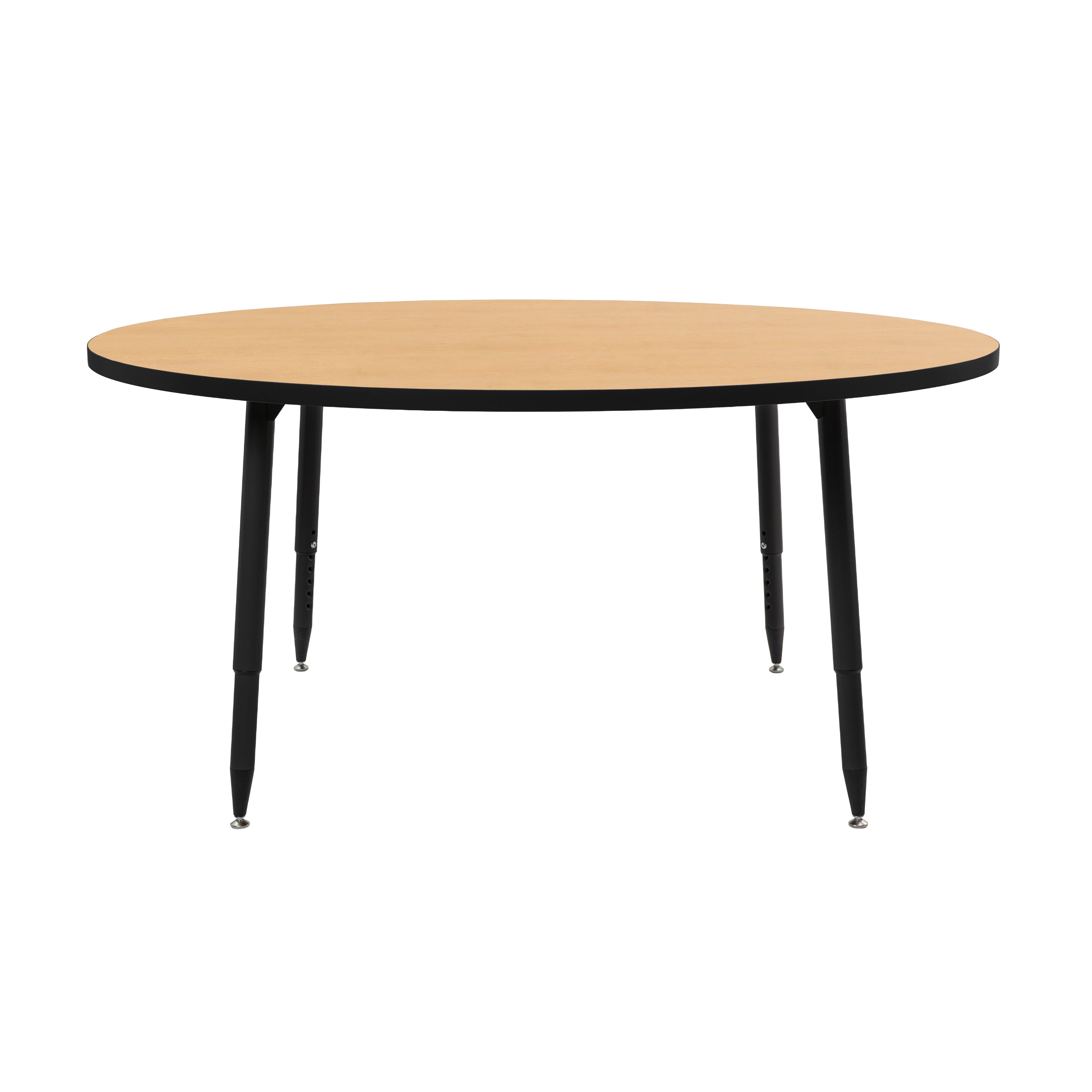 Adapte 60" Round Thermofused Activity Table with Adjustable Tapered Legs - Maple/Black