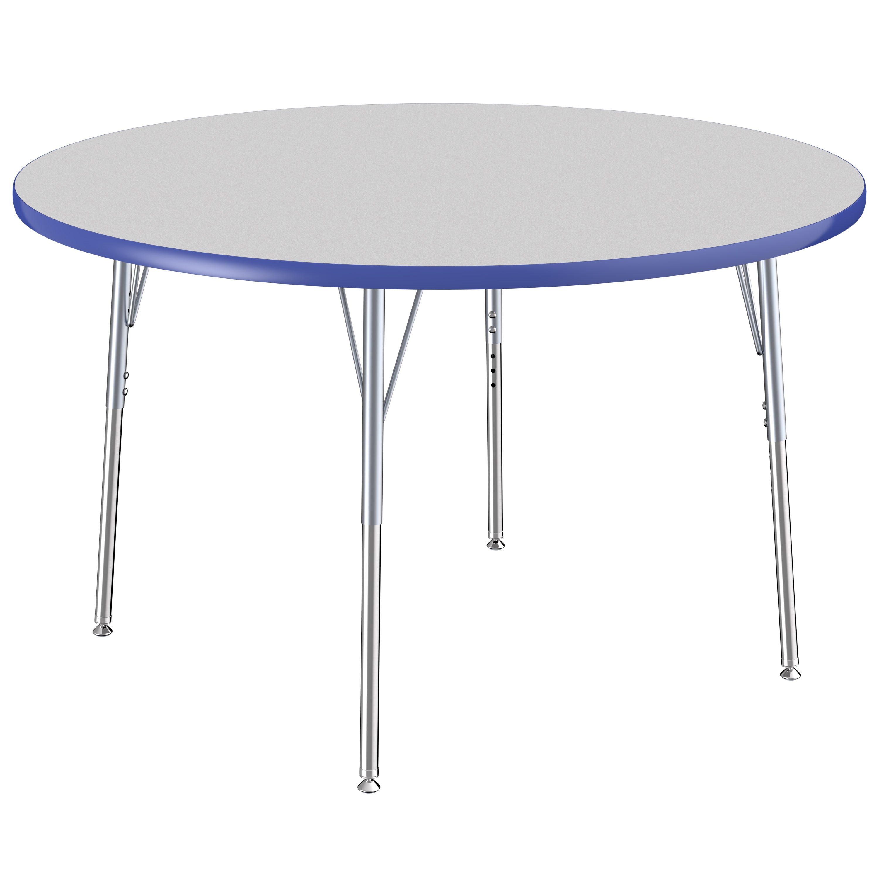 48" Round T-Molding Activity Table with Adjustable Standard Swivel Glide Legs - Gray/Blue/Silver