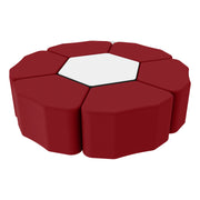 Pro Series Dry-Erase Hexagon Ottoman Table with Petal 18" Height Seating, 7-Piece Set - Crimson/Whiteboard