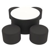 Pro Series Dry-Erase Round Ottoman Table with Round 12" H Seating, 5-Piece Set - Black/Whiteboard