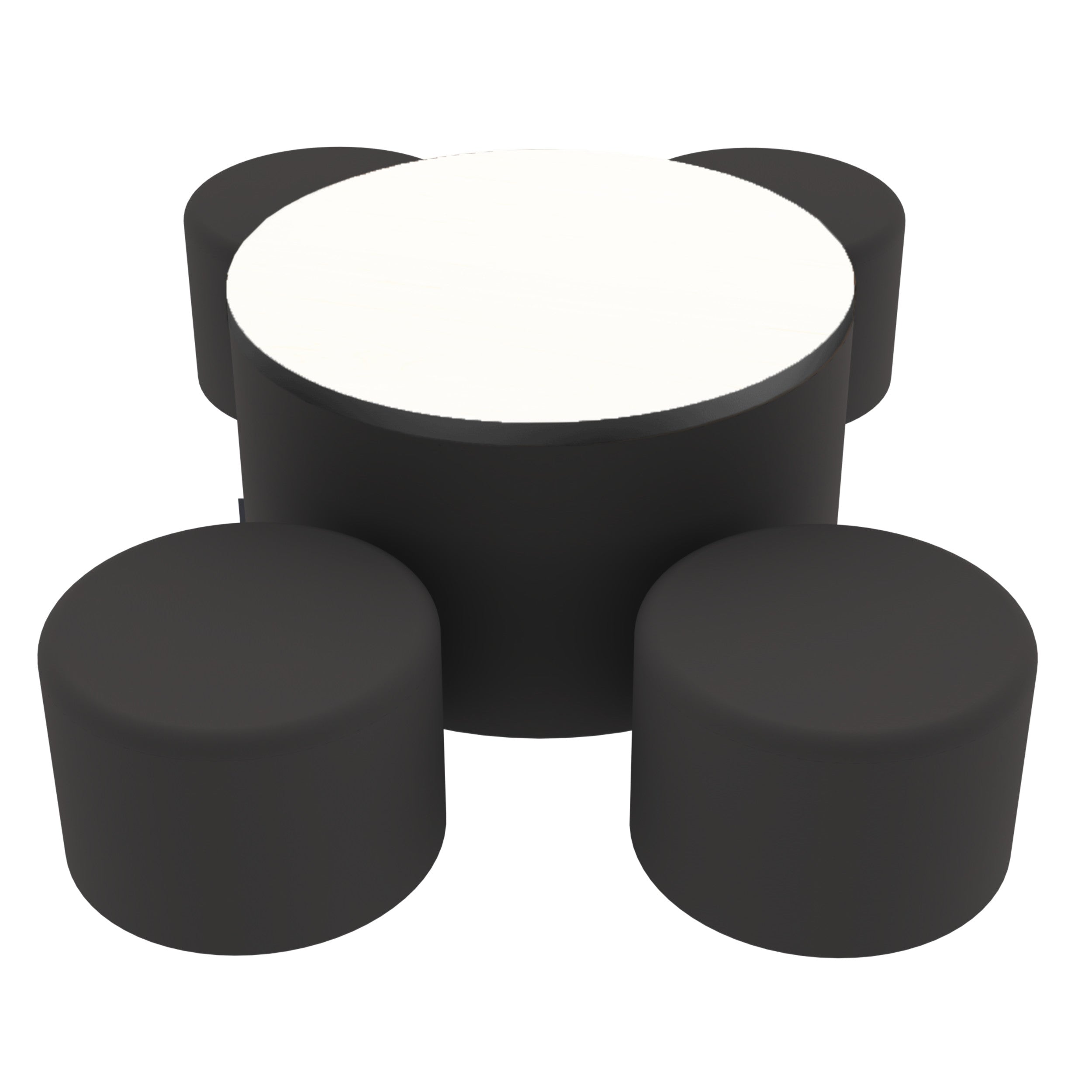 Pro Series Dry-Erase Round Ottoman Table with Round 12" H Seating, 5-Piece Set - Black/Whiteboard