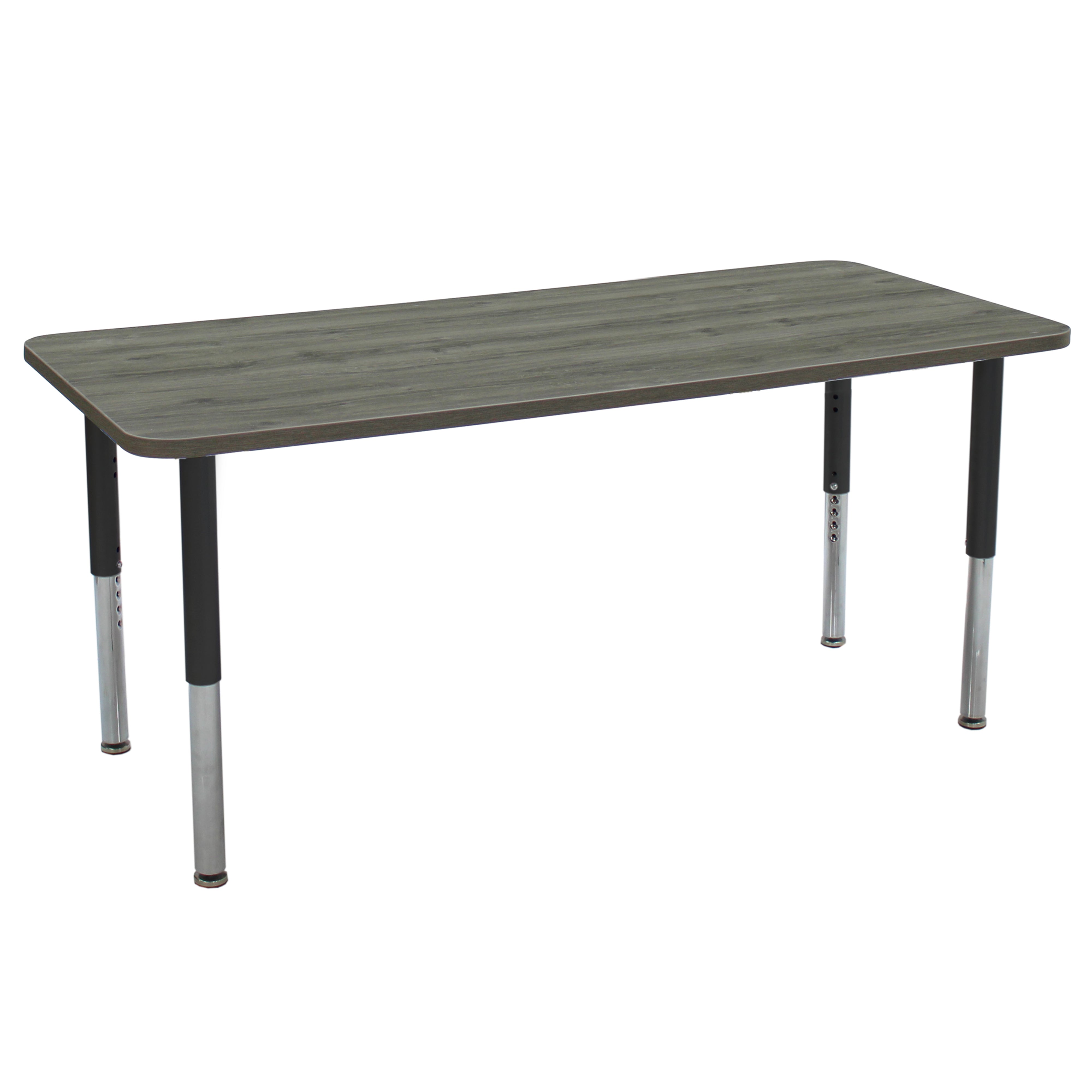 30" x 72" Rectangle La Madera Activity Table with Adjustable Super Legs - Gray Wood/Black