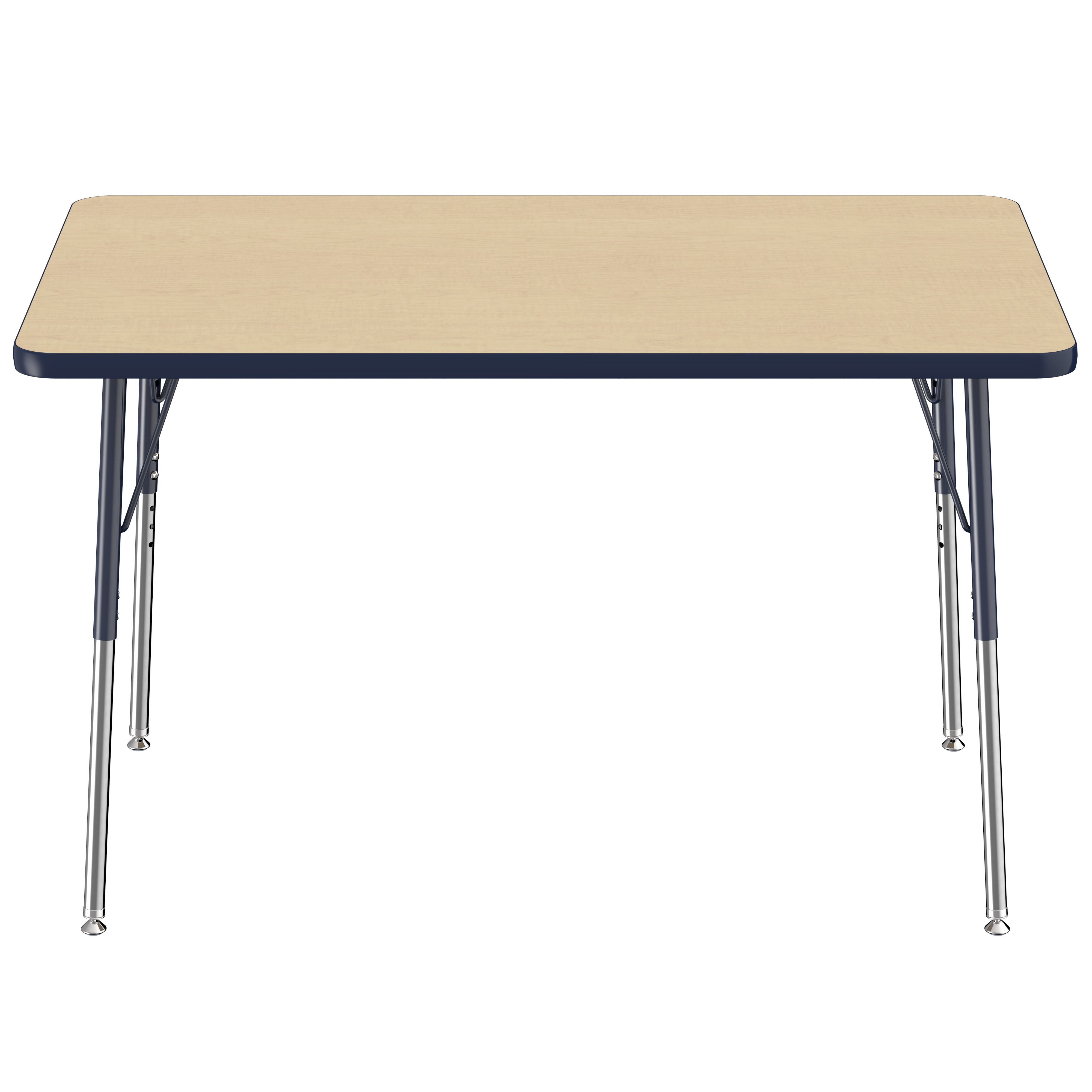 30" x 48" Rectangle T-Molding Activity Table with Adjustable Standard Swivel Glide Legs - Maple/Navy