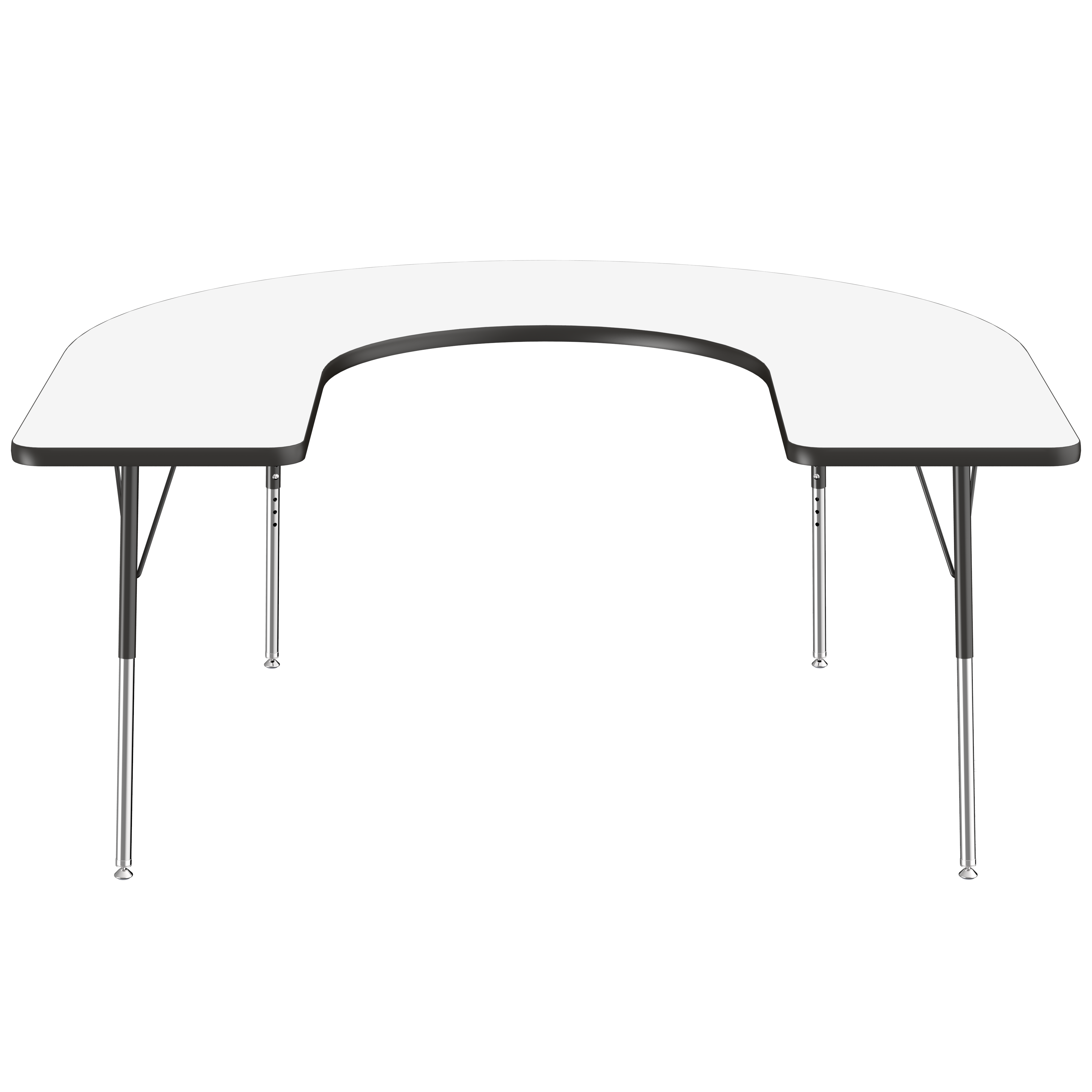 60" x 66" Horseshoe Dry-Erase Activity Table with Adjustable Standard Swivel Glide Legs - Whiteboard/Black