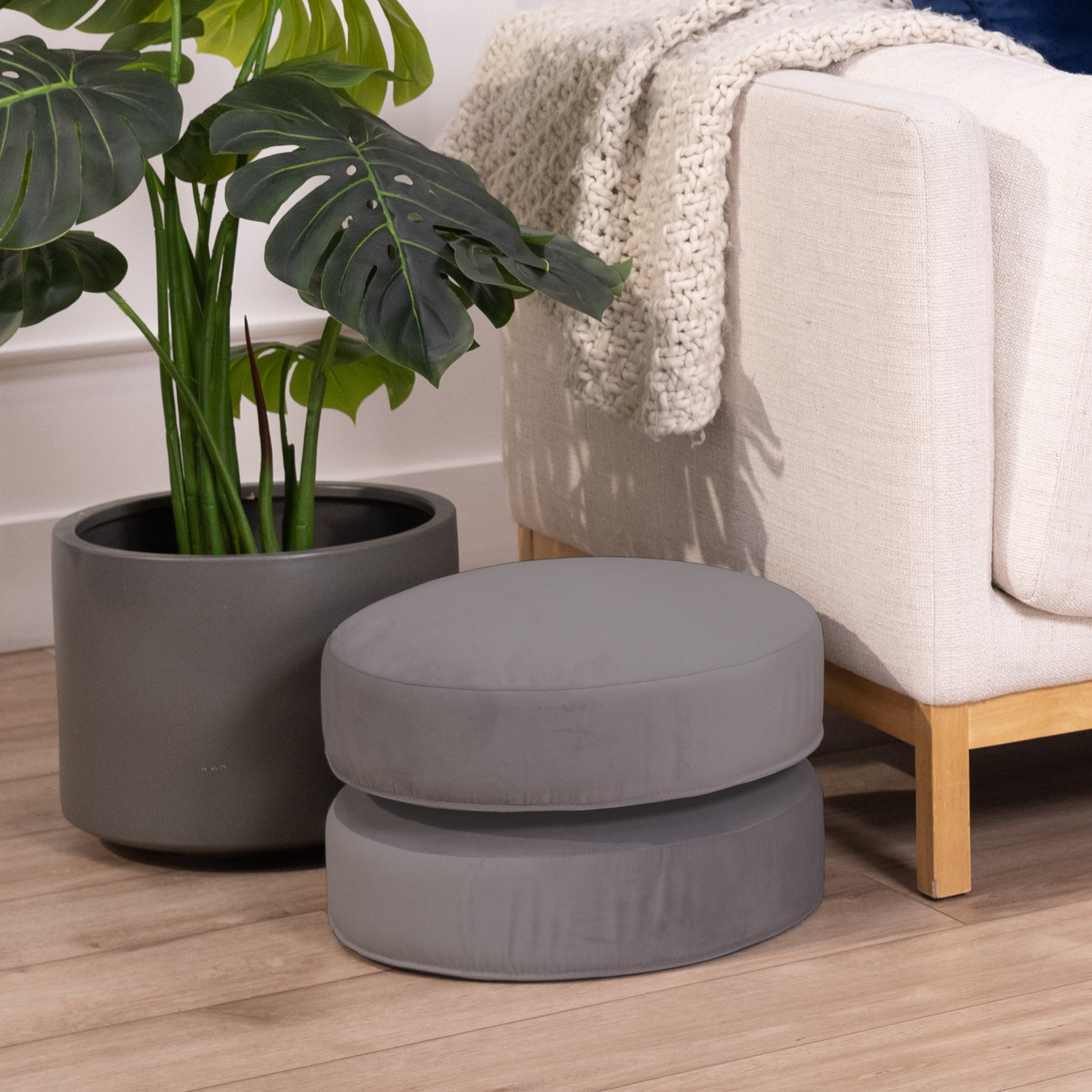 Overstuffed Microfiber Floor Cushions, 2-Piece - Smoke