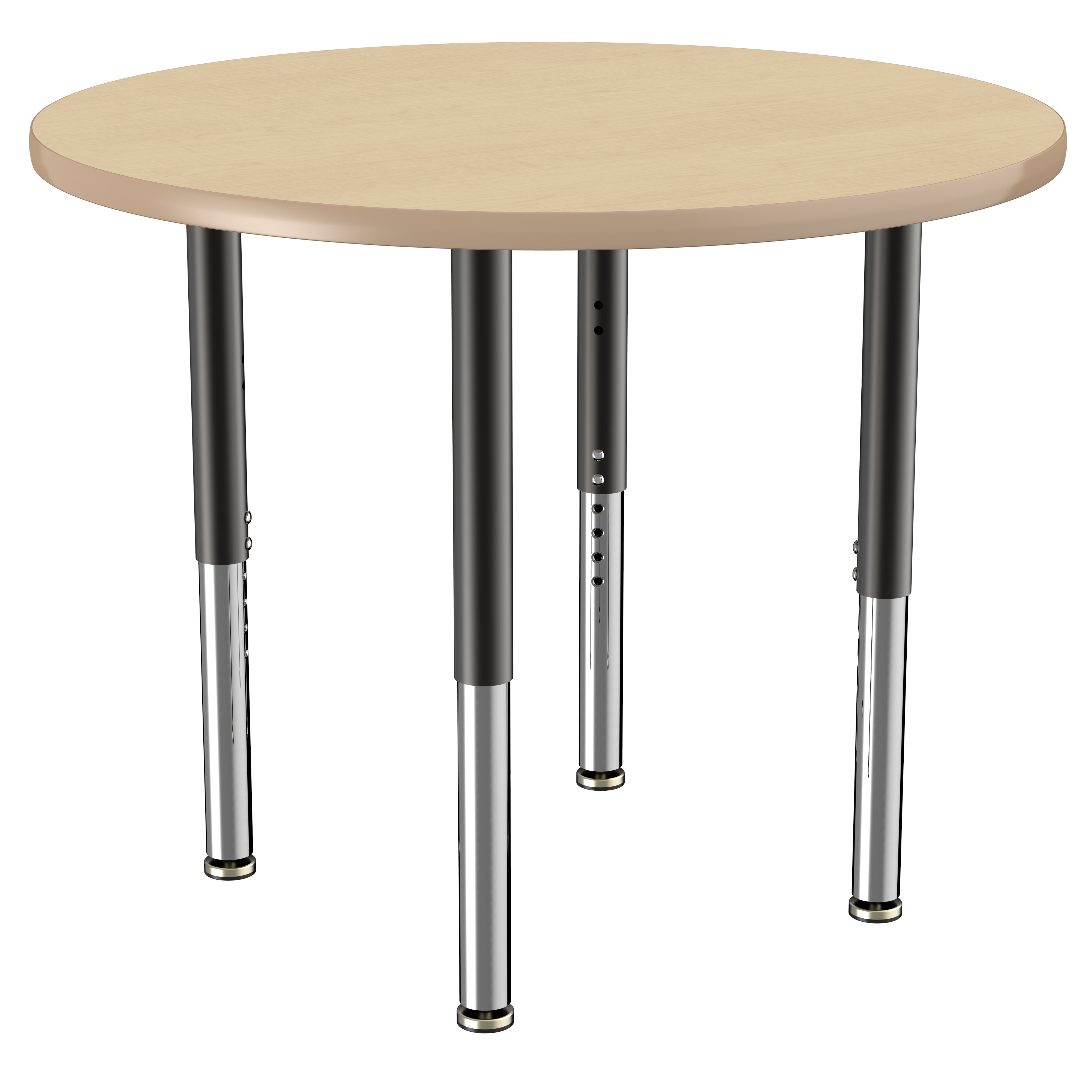 36" Round T-Molding Activity Table with Adjustable Super Legs - Maple/Maple/Black