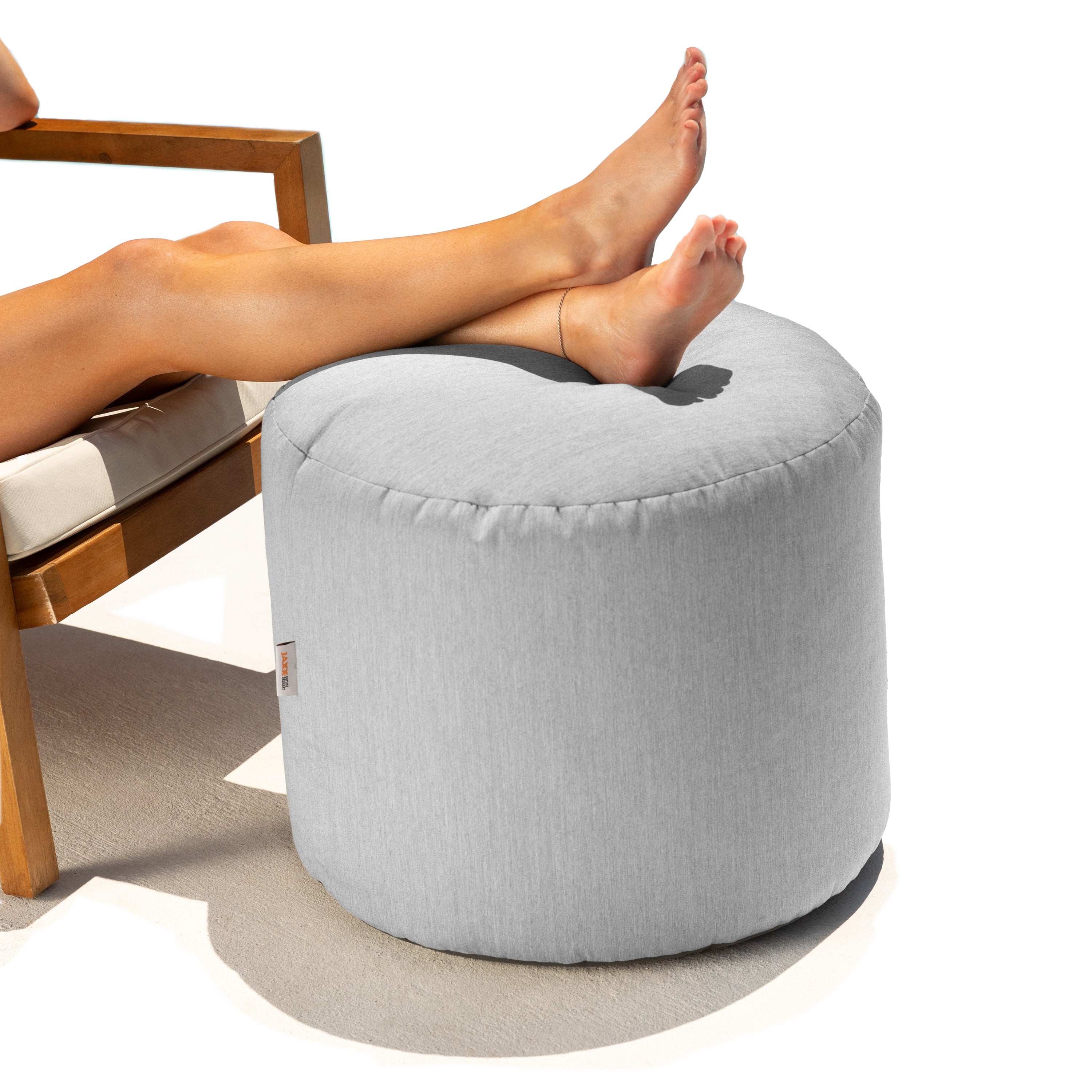 Jaxx Spring Indoor / Outdoor Bean Bag Pouf Ottoman, Sunbrella Granite