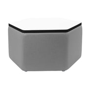 Pro Series Upholstered Hexagon Dry-Erase Ottoman Table 18" Height - Slate Gray Crosshatch/Whiteboard