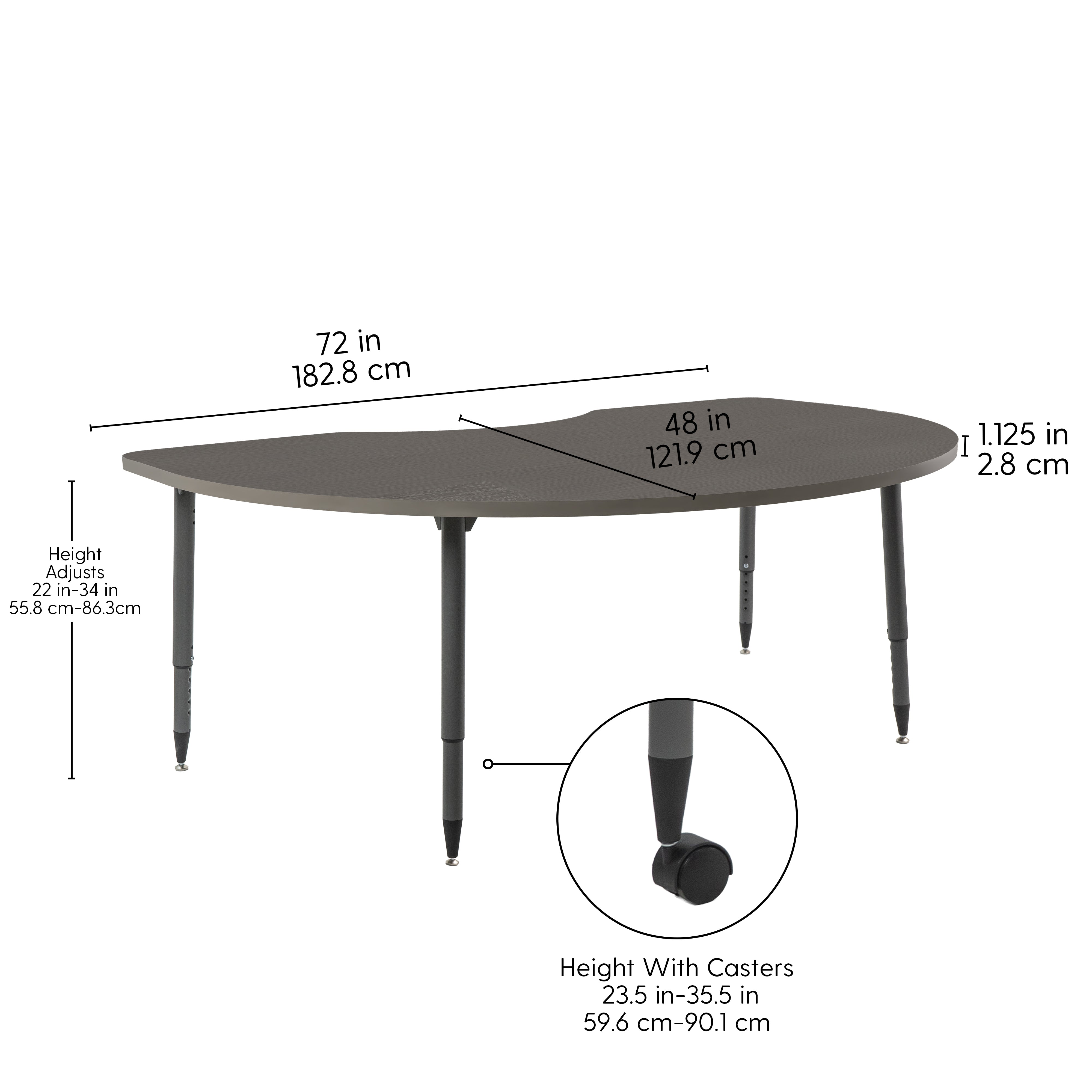 Adapte 48" x 72" Kidney Thermofused Activity Table with Adjustable Tapered Legs - Cosmic Strandz/North Sea