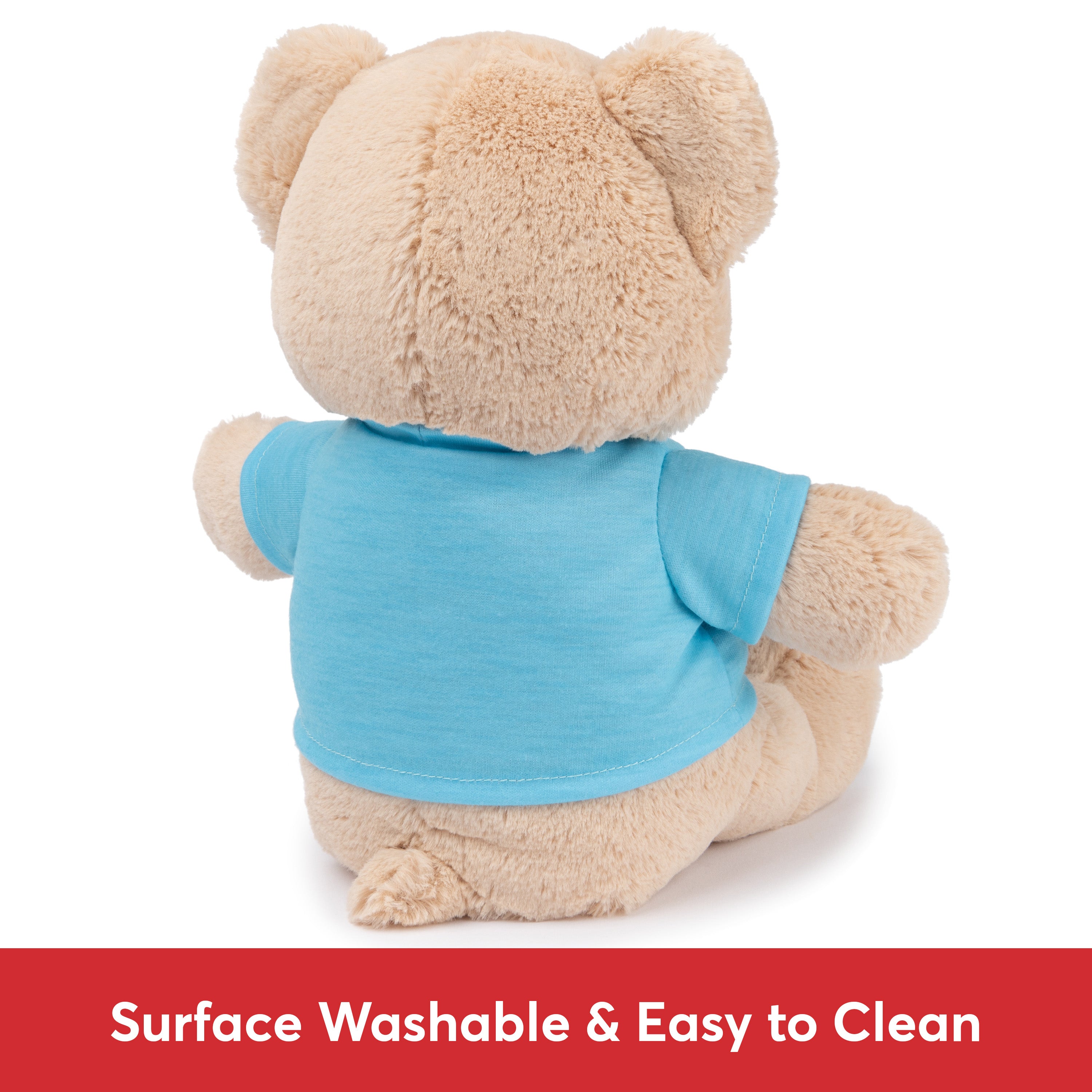 GUND “Be Brave” Sustainable Message Bear with Blue T-Shirt, Teddy Bear Made from 100% Recycled Materials for Ages 1 and Up, Tan, 12”