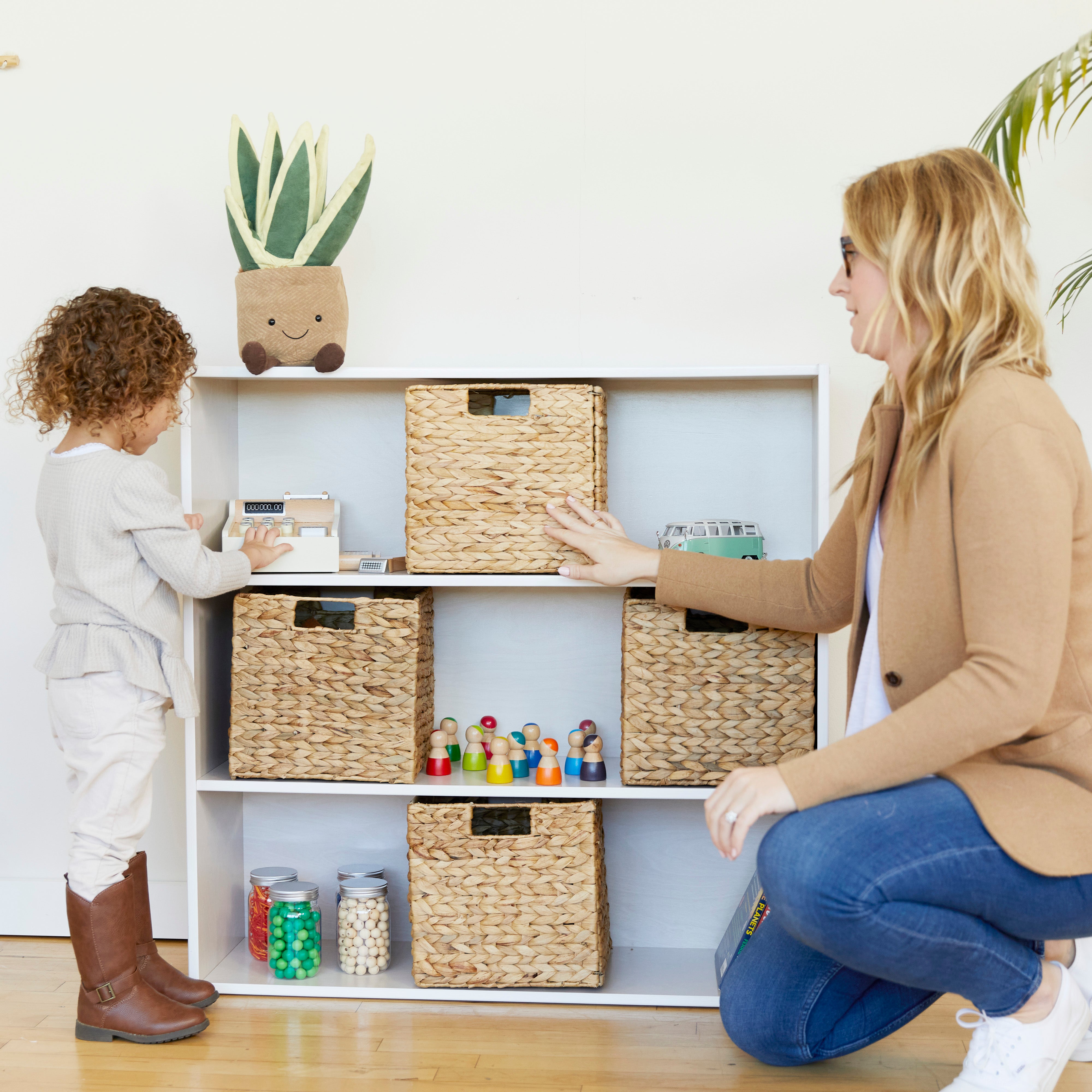 Streamline 3-Shelf Storage Cabinet with Back 36in H - White Wash