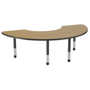 36" x 72" Half Moon Thermofused Activity Table with Adjustable Chunky Legs - Pasadena Oak/Black