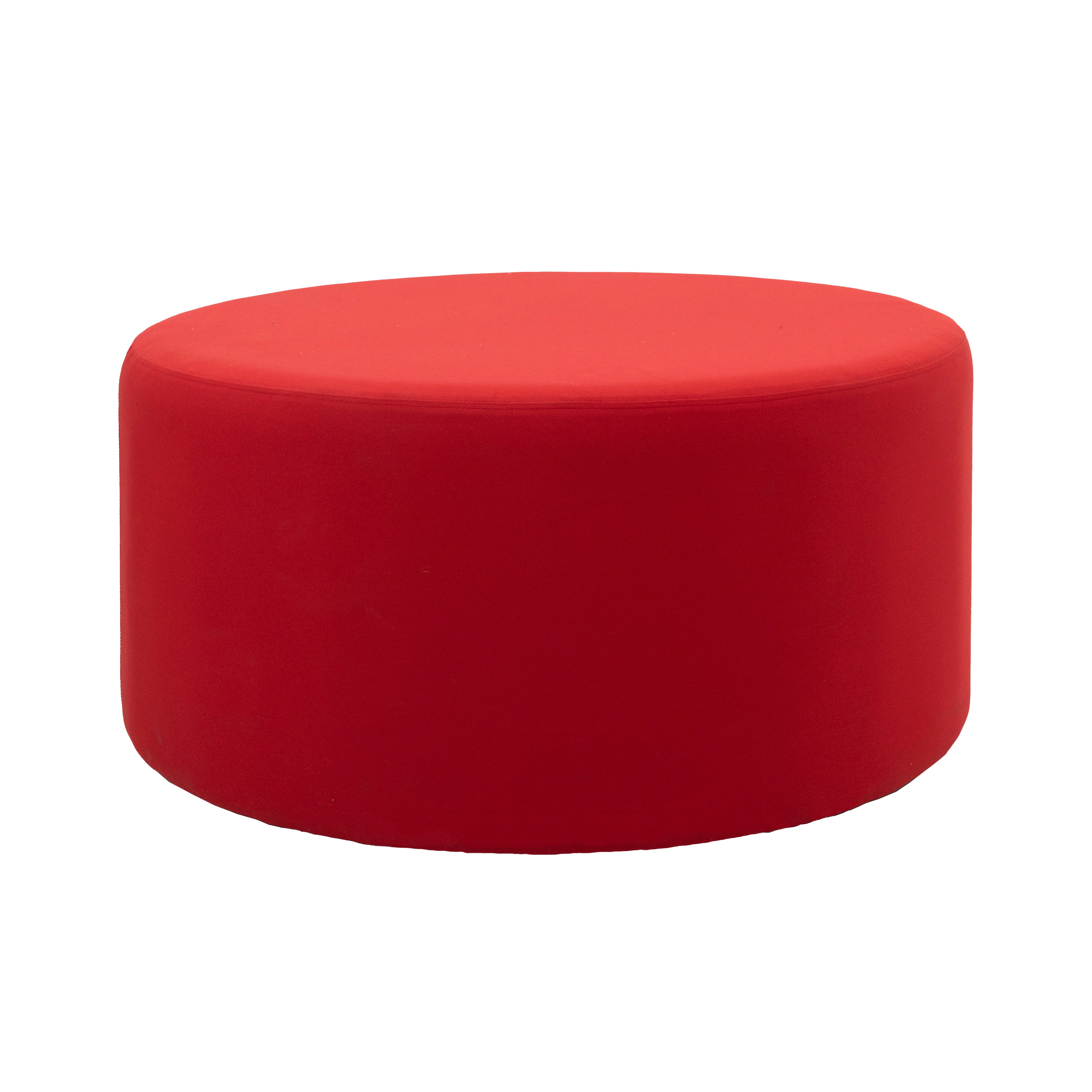Outdoor 36" Round Ottoman with Sunbrella®, 18" H - Canvas Jockey Red