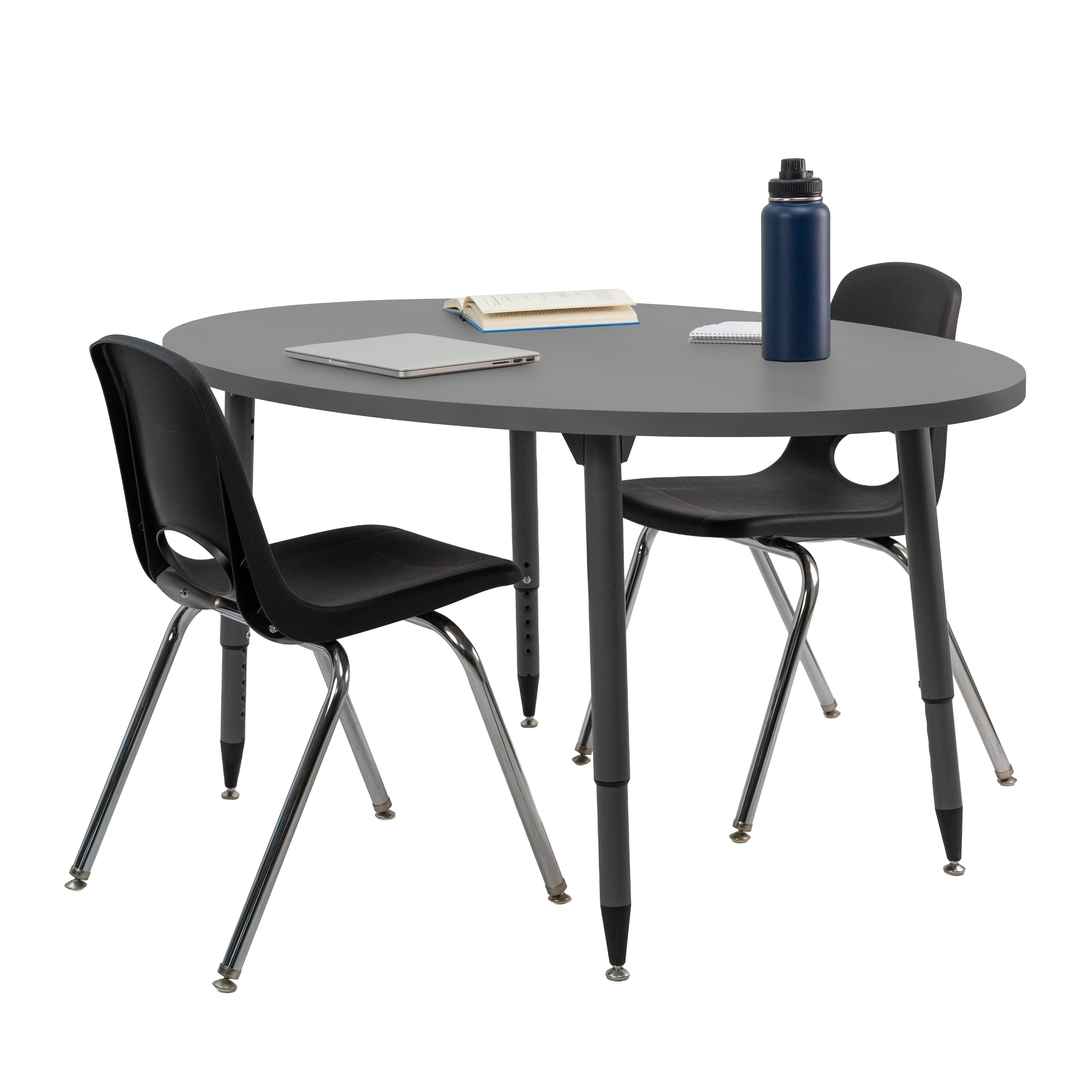 Adapte 30" x 60" Oval Thermofused Activity Table with Adjustable Tapered Legs - Gray/North Sea