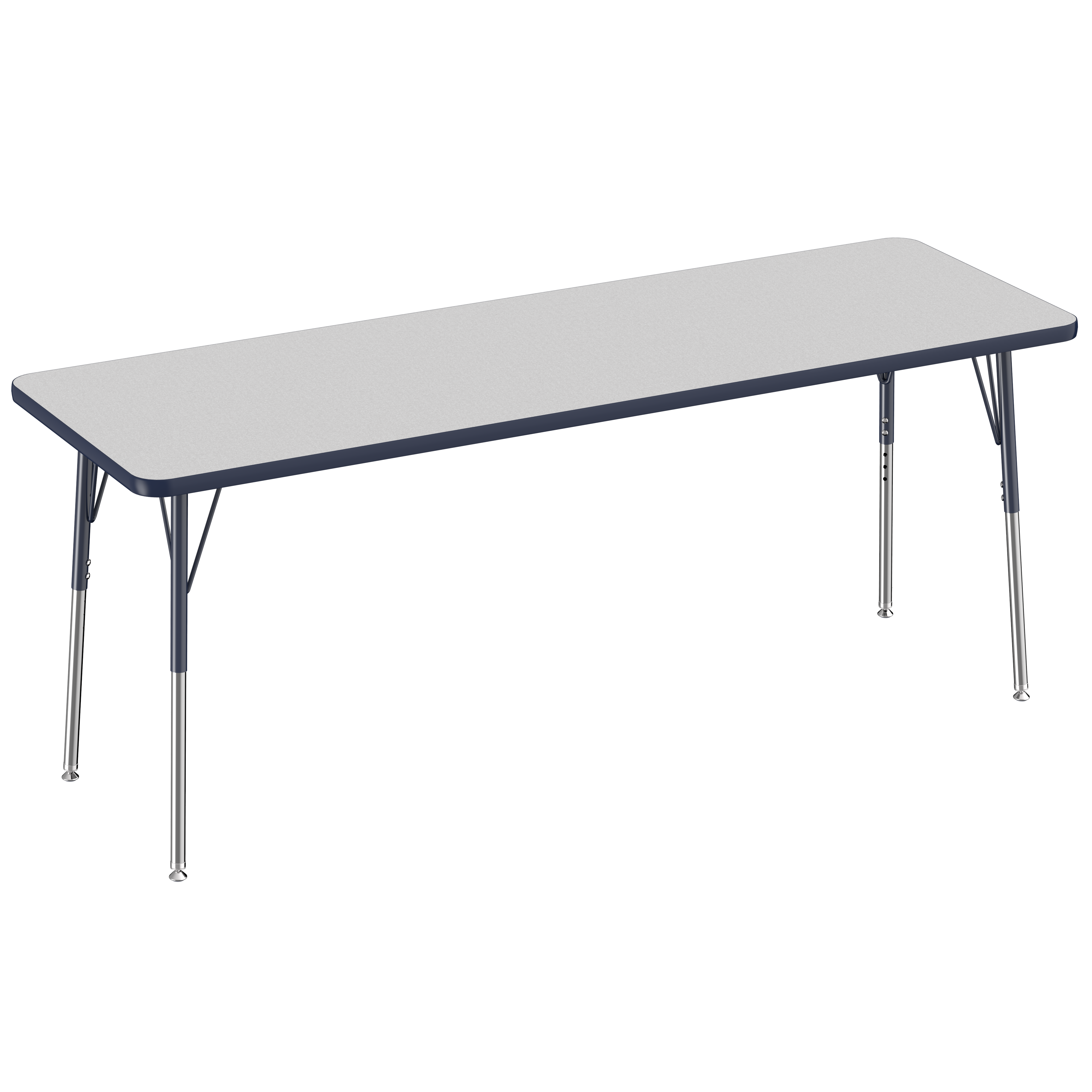 24" x 72" Rectangle T-Molding Activity Table with Adjustable Standard Swivel Glide Legs - Gray/Navy