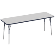 24" x 72" Rectangle T-Molding Activity Table with Adjustable Standard Swivel Glide Legs - Gray/Navy