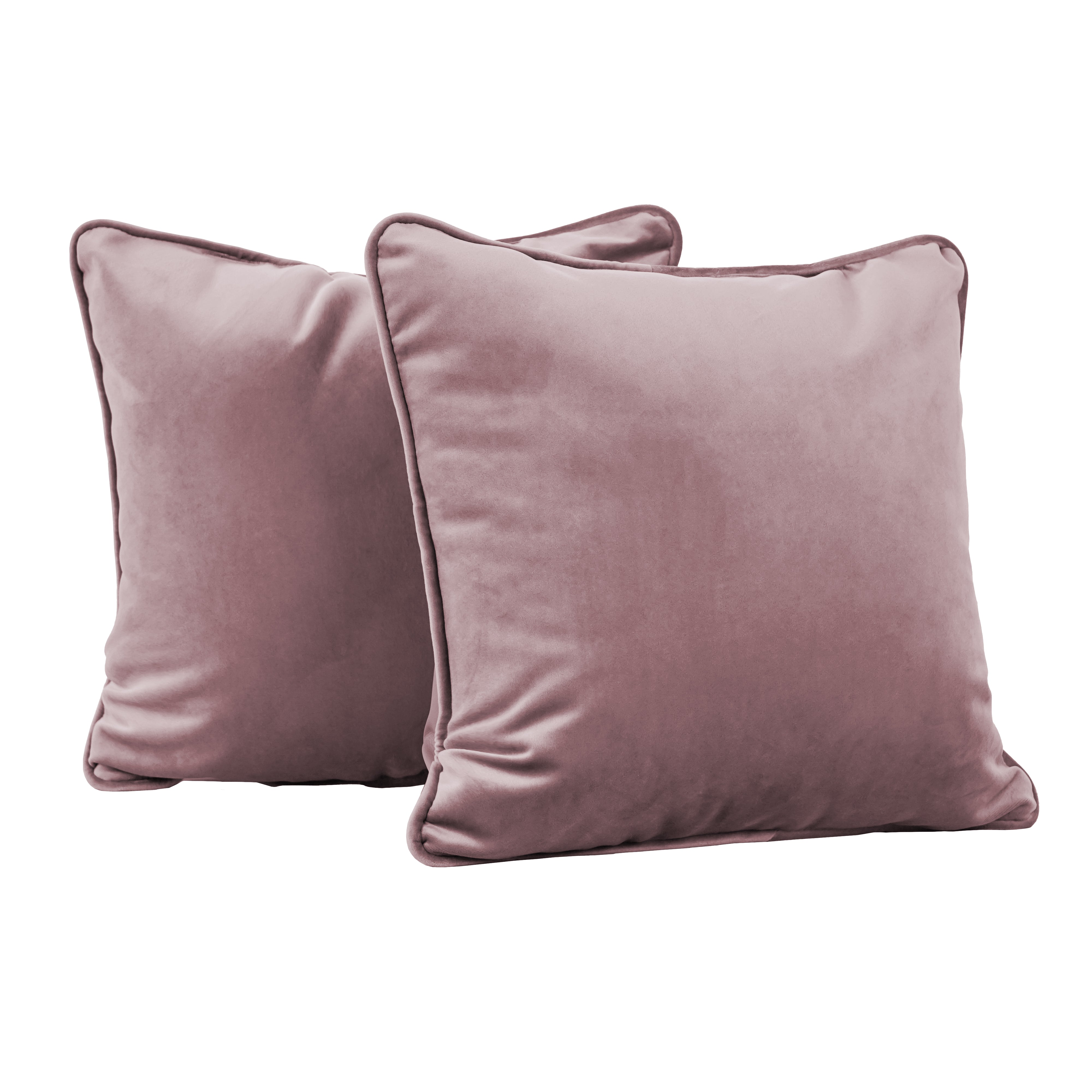 15" x 15" Square Microfiber Pillow with Piping, 2-Piece - Mauve