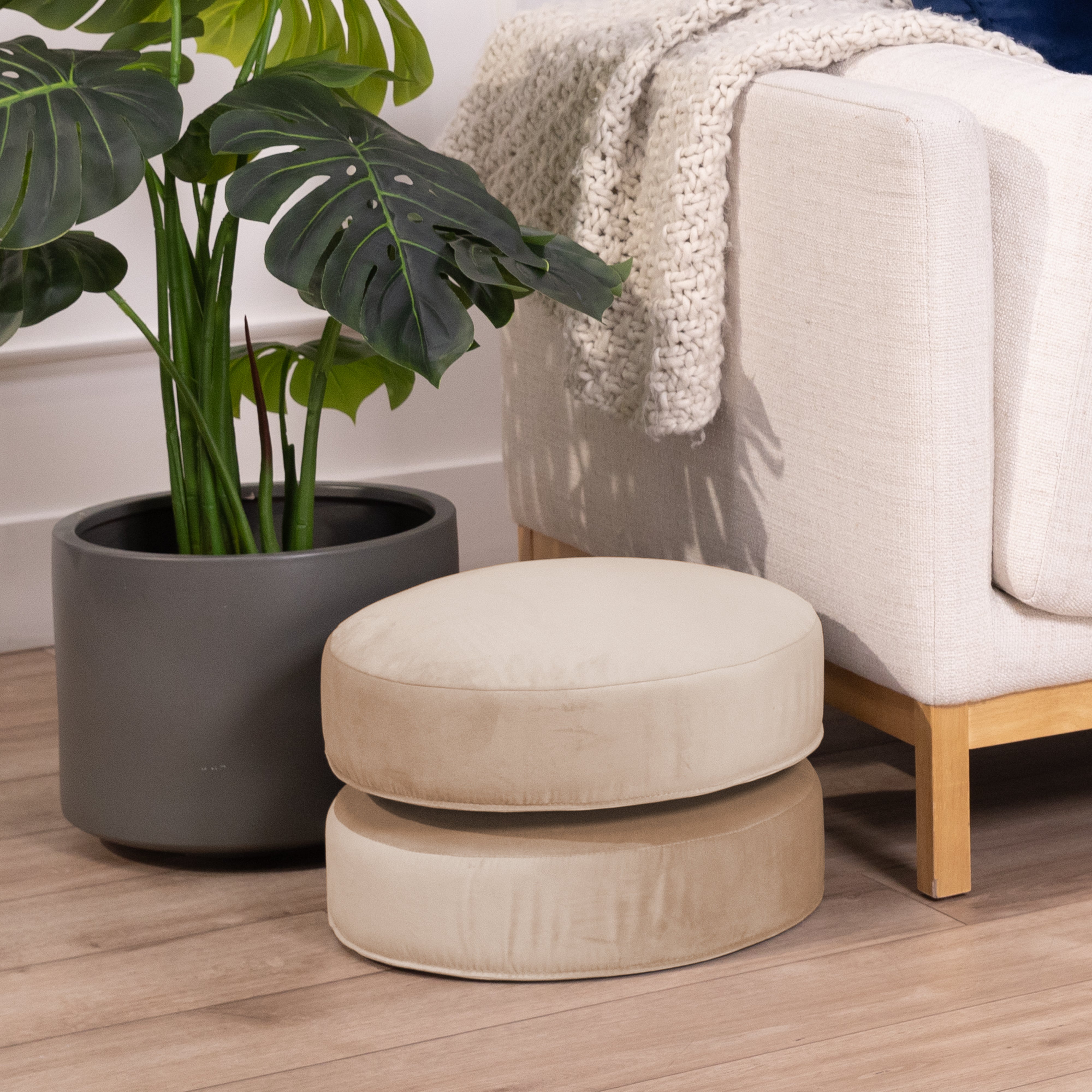 Overstuffed Microfiber Floor Cushions, 2-Piece - Beige