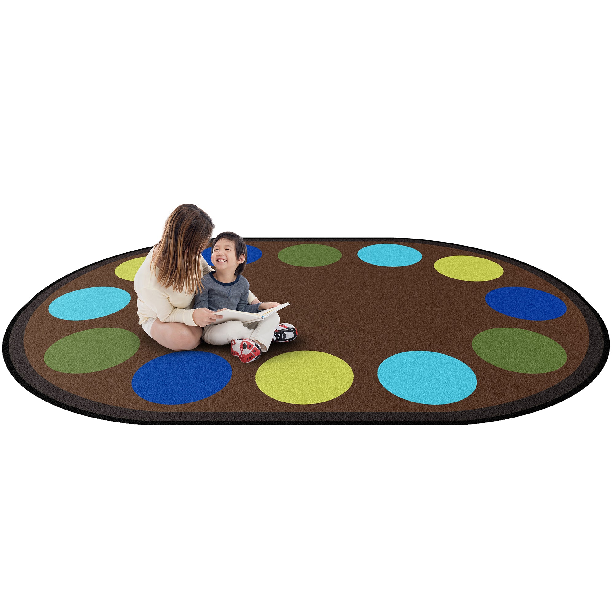 Lots of Dots 5'4" x 7'8" Oval area rug in color Earthtone