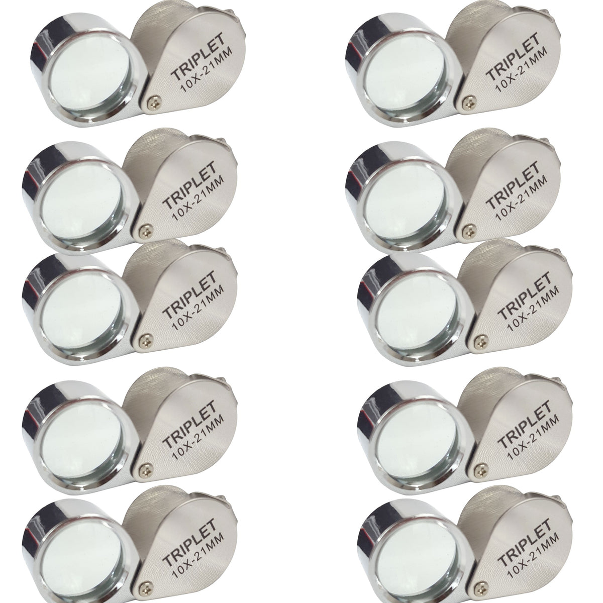 Magnifier, Single Loupe, 10x Magnification, 21mm Lens, Pack of 10