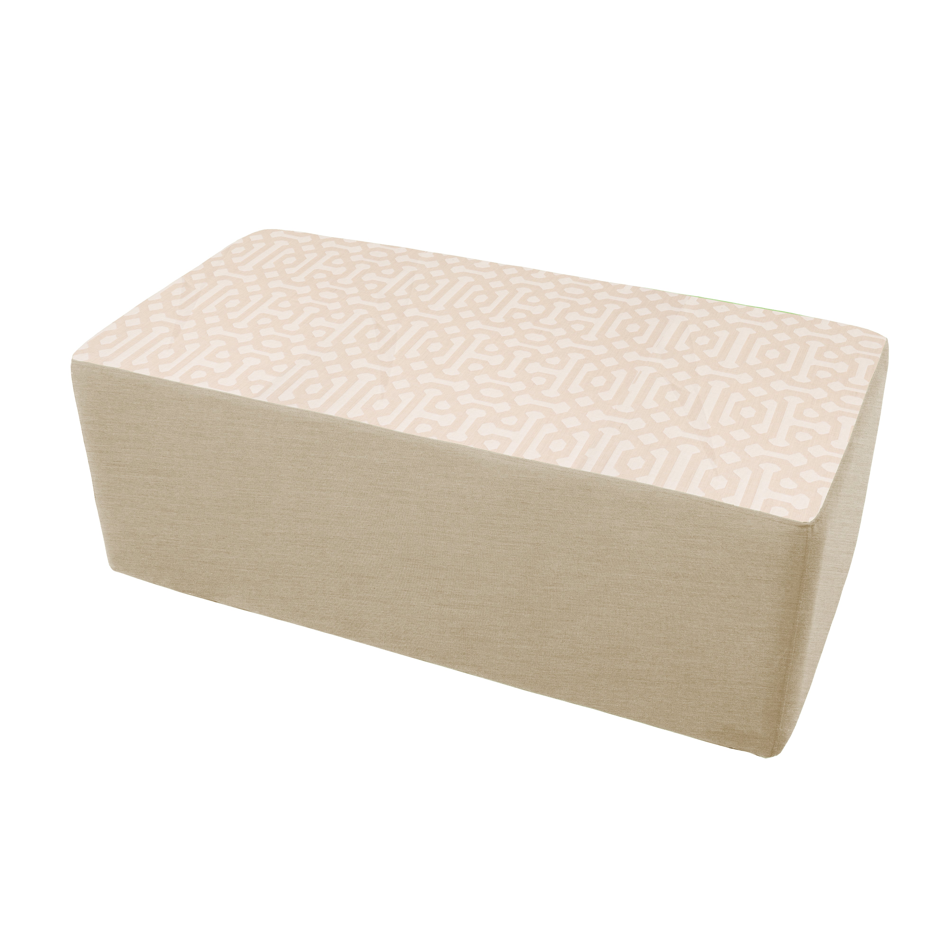 Outdoor 24" x 48" Rectangle Ottoman with Sunbrella, 18" H - Fretwork Flax/Spectrum Sand