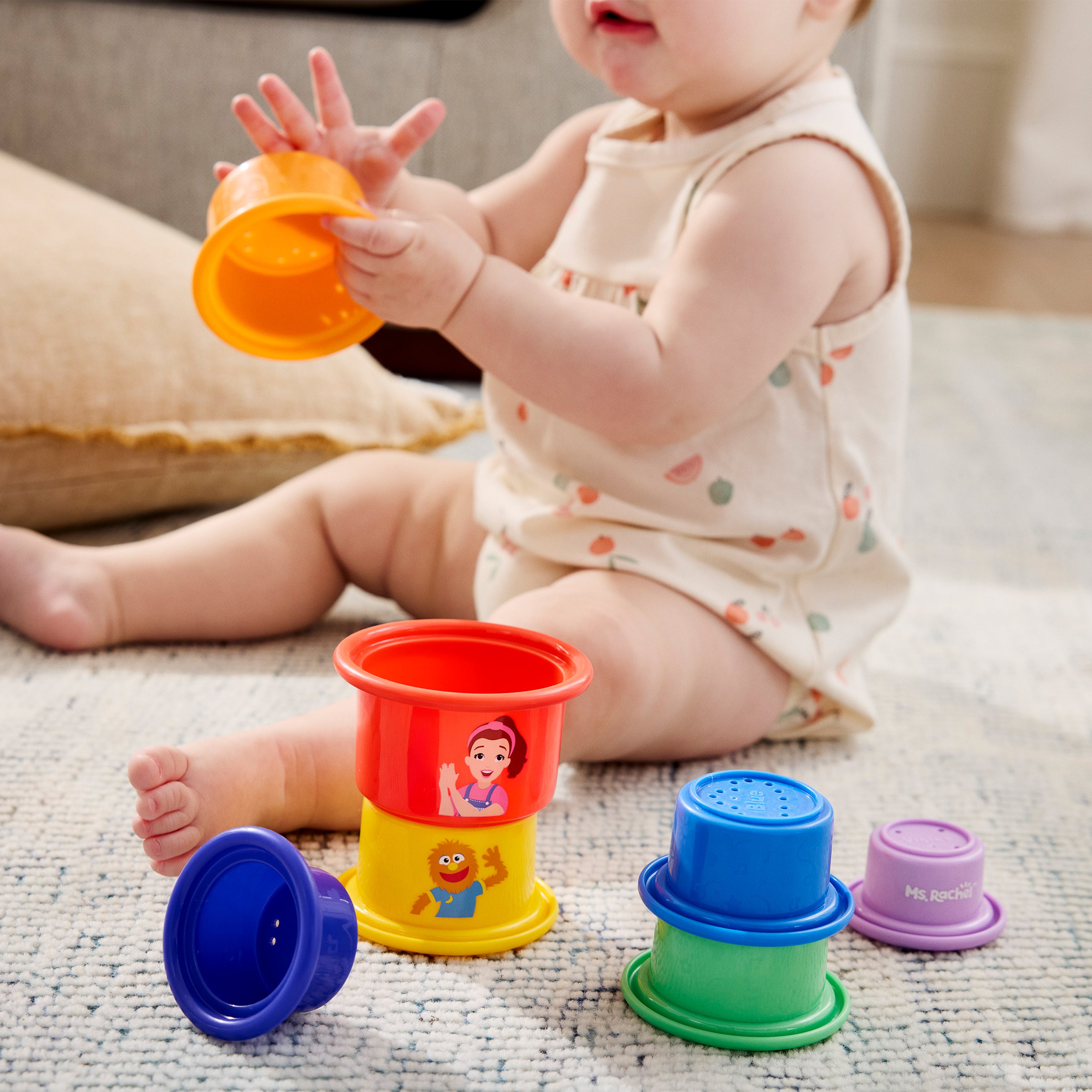 Ms. Rachel Official Rainbow Stacking Cups 7-Pack, Educational Toys & Toddler Toys for Girls & Boys Ages 6 Months to 2+ Years