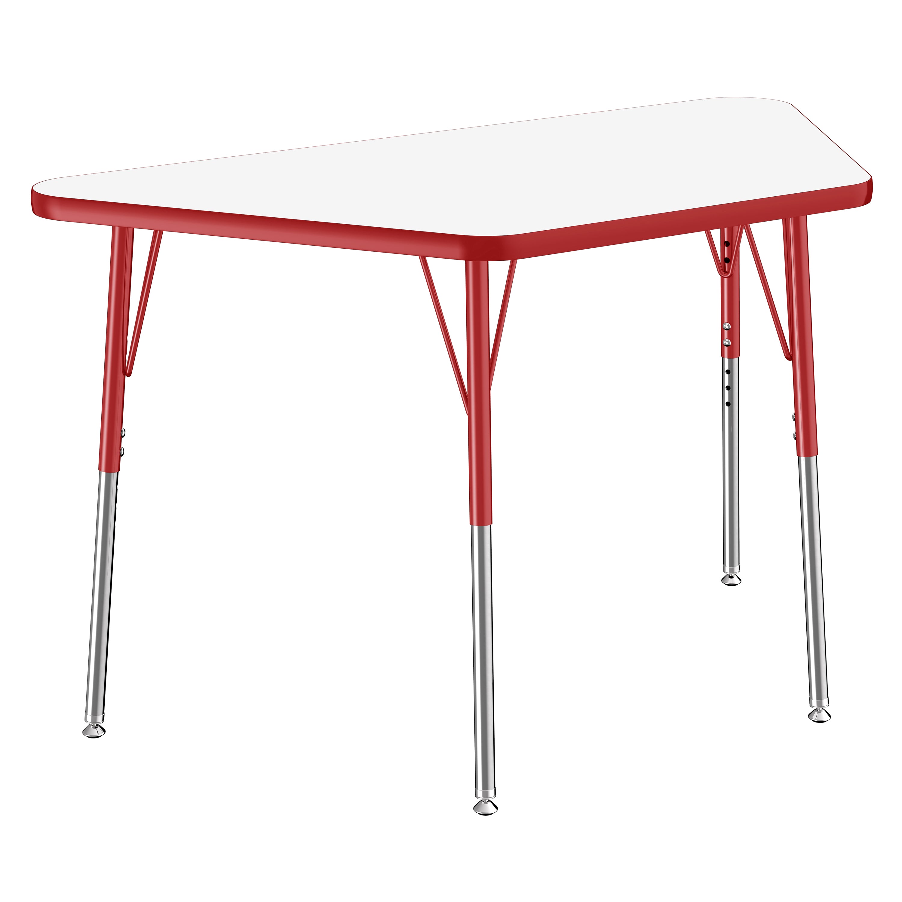24" x 48" Trapezoid Dry-Erase Activity Table with Adjustable Standard Swivel Glide Legs - Whiteboard/Red