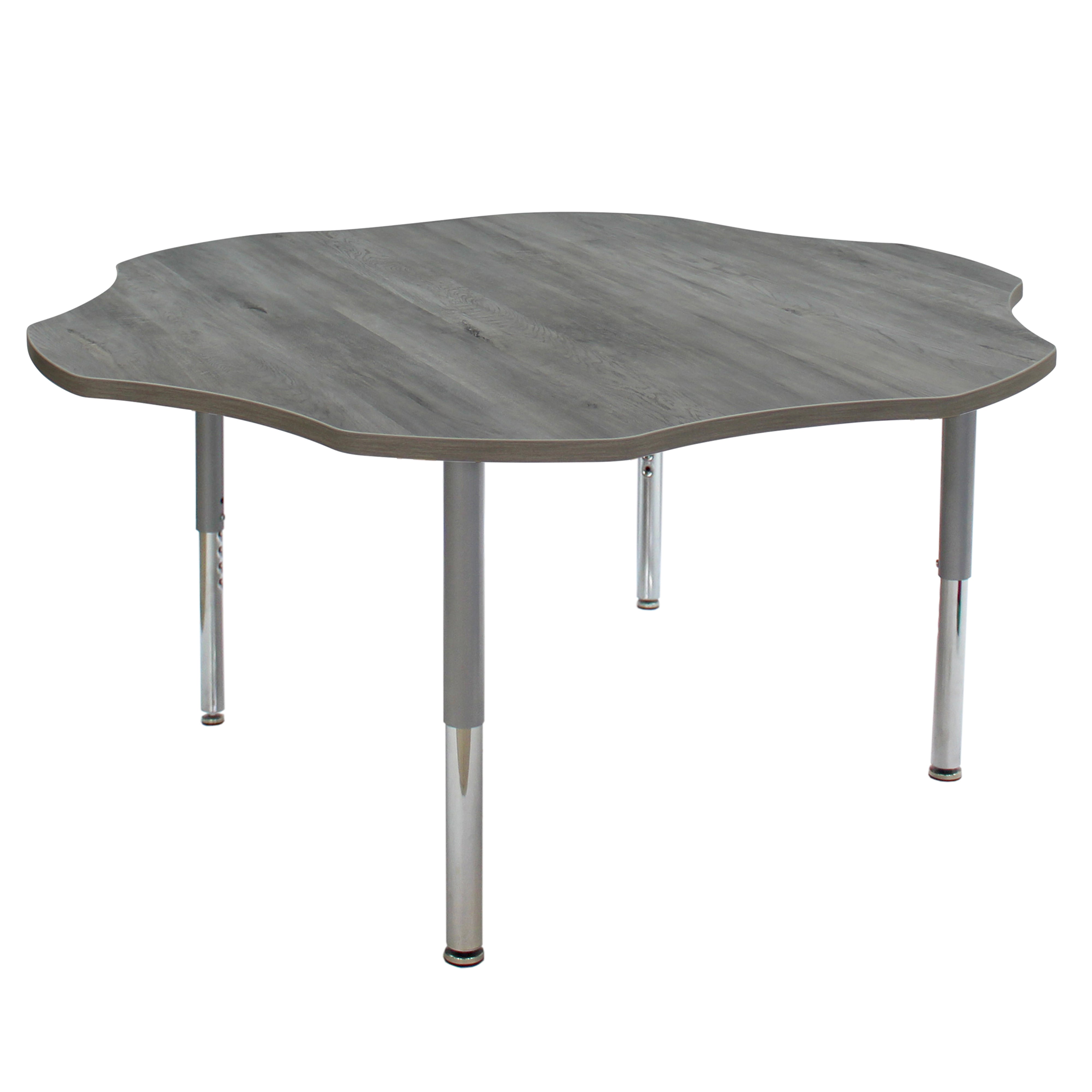 60" Flower La Madera Activity Table with Adjustable Super Legs - Light Gray Wood/Silver
