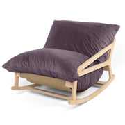 Pillow Saxx Bean Bag Rocking Chair - Elegant Oversized Rocker with Modern Wood Frame, Lush Velvet Purple