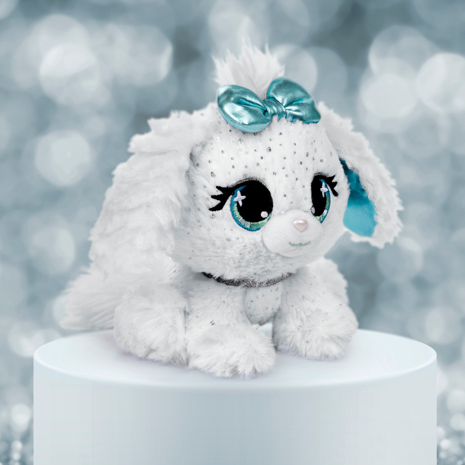 P.Lushes Designer Fashion Pets Bianca Blings Premium Puppy Dog Stuffed Animal, White and Blue, 9"
