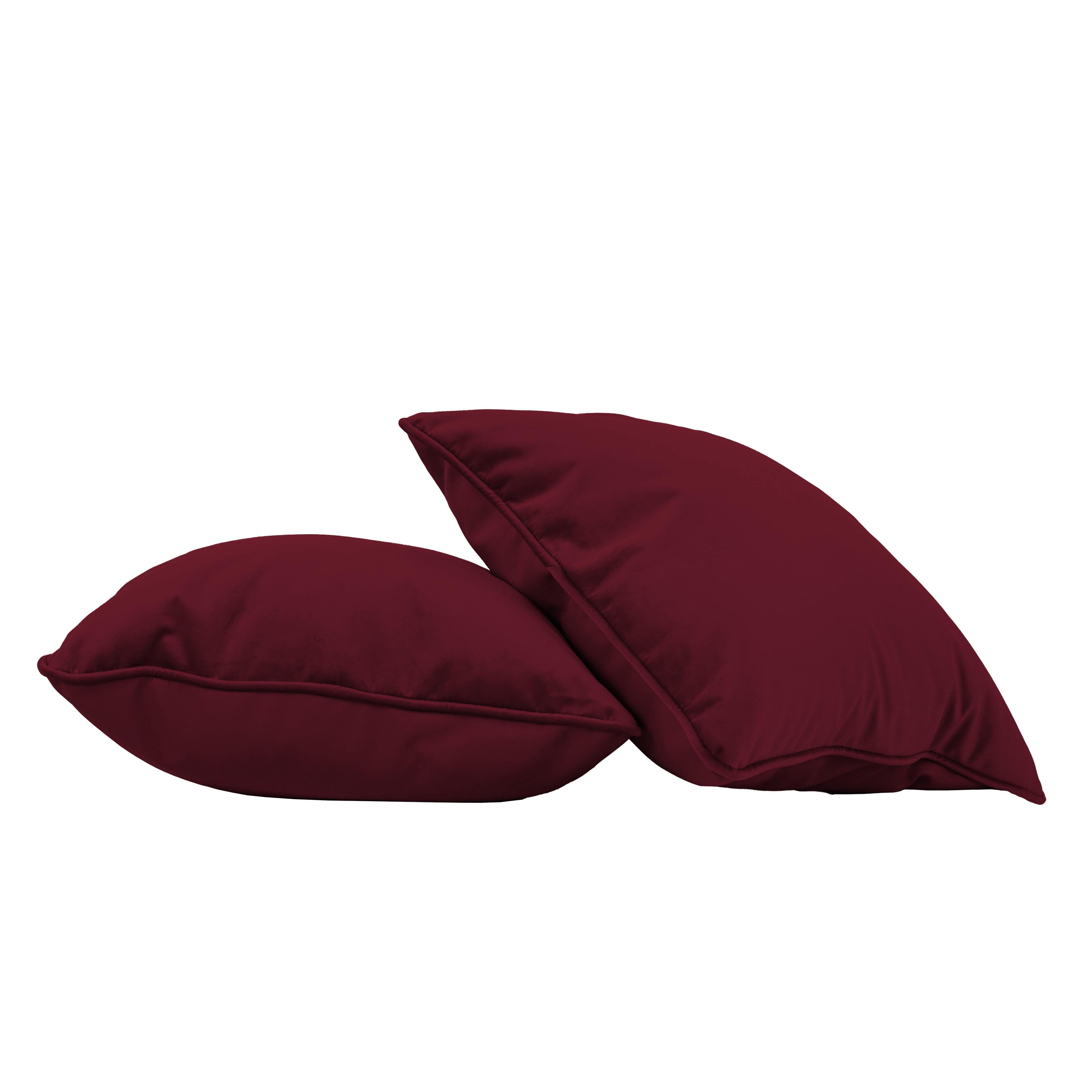 18" x 18" Square Microfiber and Faux Leather Pillow with Piping, 2-Piece - Bordeaux