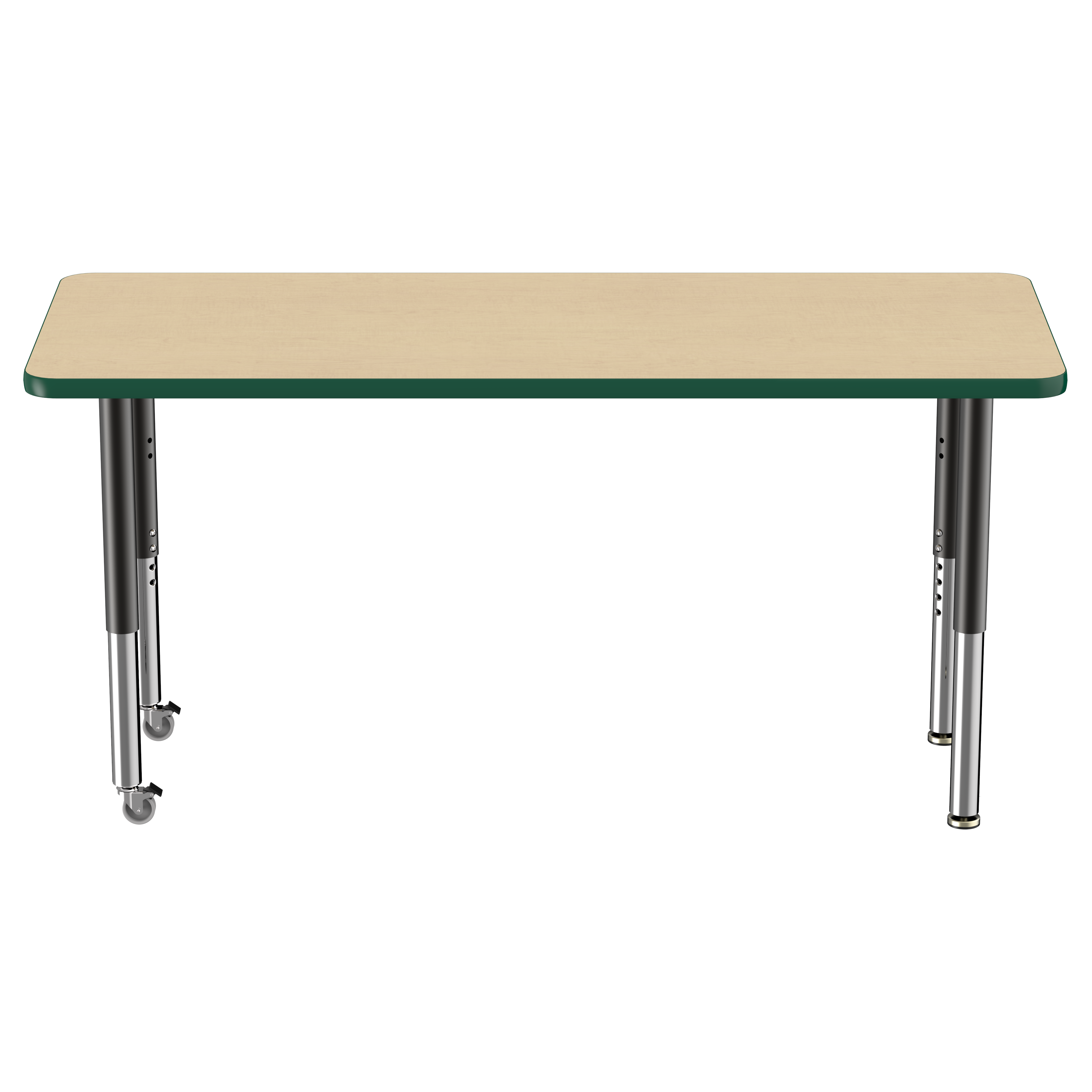 24" x 60" Rectangle T-Molding Activity Table with Adjustable Super Legs - Maple/Green/Black