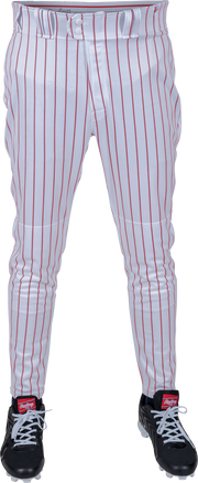 Rawlings Adult Plated Pro Taper Fit Pant With Sublimated Pro Stripe - Small - White/Scarlet