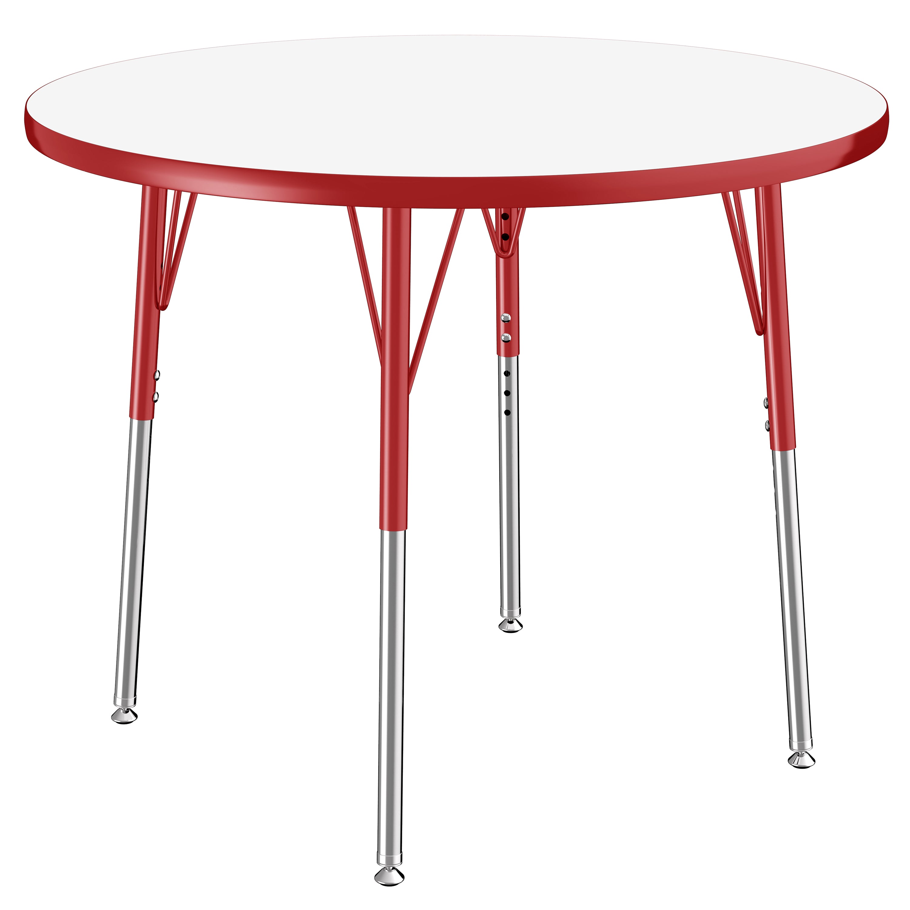 36" Round Dry-Erase Activity Table with Adjustable Standard Swivel Glide Legs - Whiteboard/Red