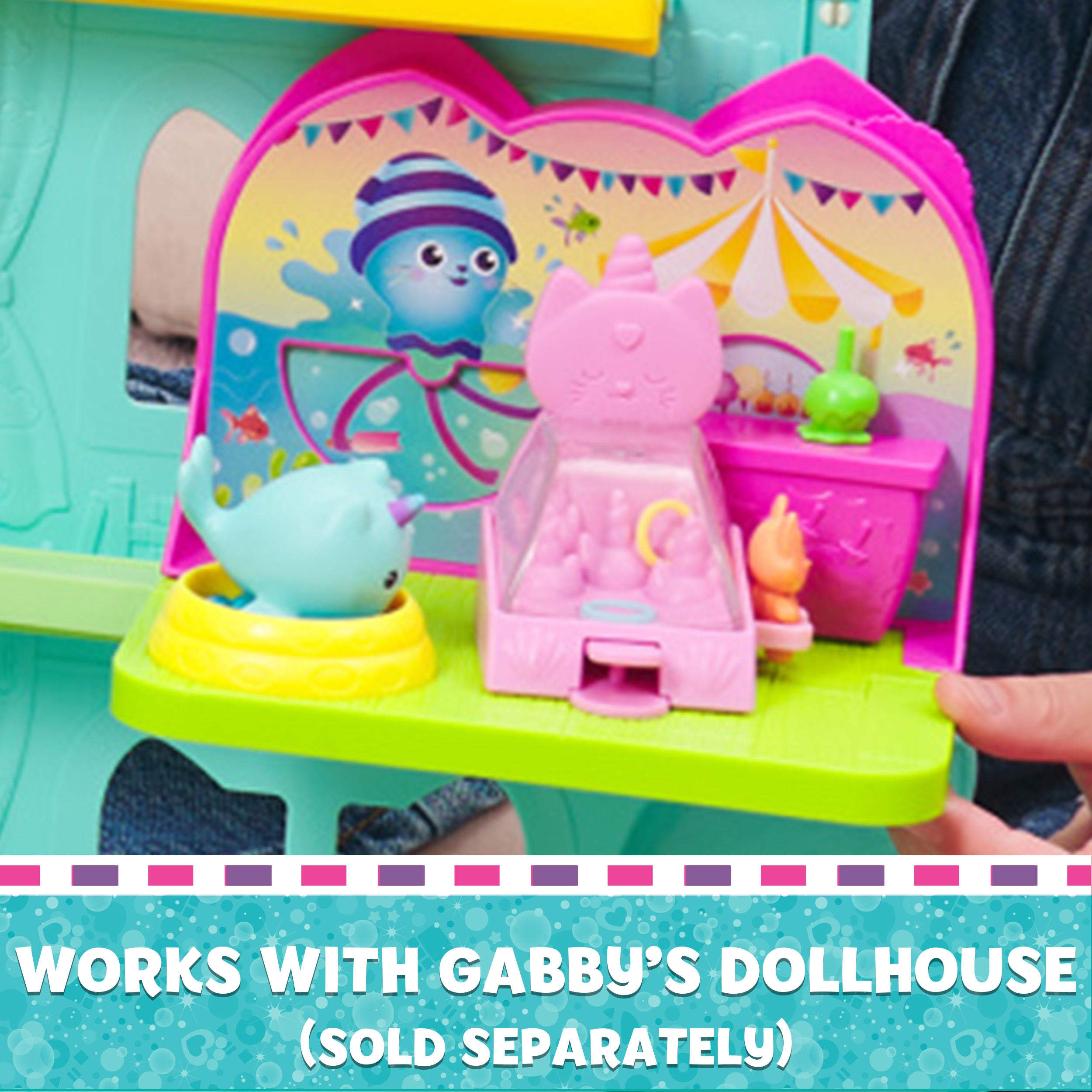 Gabby’s Dollhouse Kitty Narwhal’s Carnival Room, with Toy Figure, Surprise Toys and Dollhouse Furniture, Kids Toys for Girls & Boys 3+