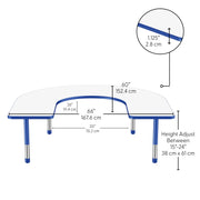 60" x 66" Horseshoe Dry-Erase Activity Table with Adjustable Chunky Legs - Whiteboard/Blue