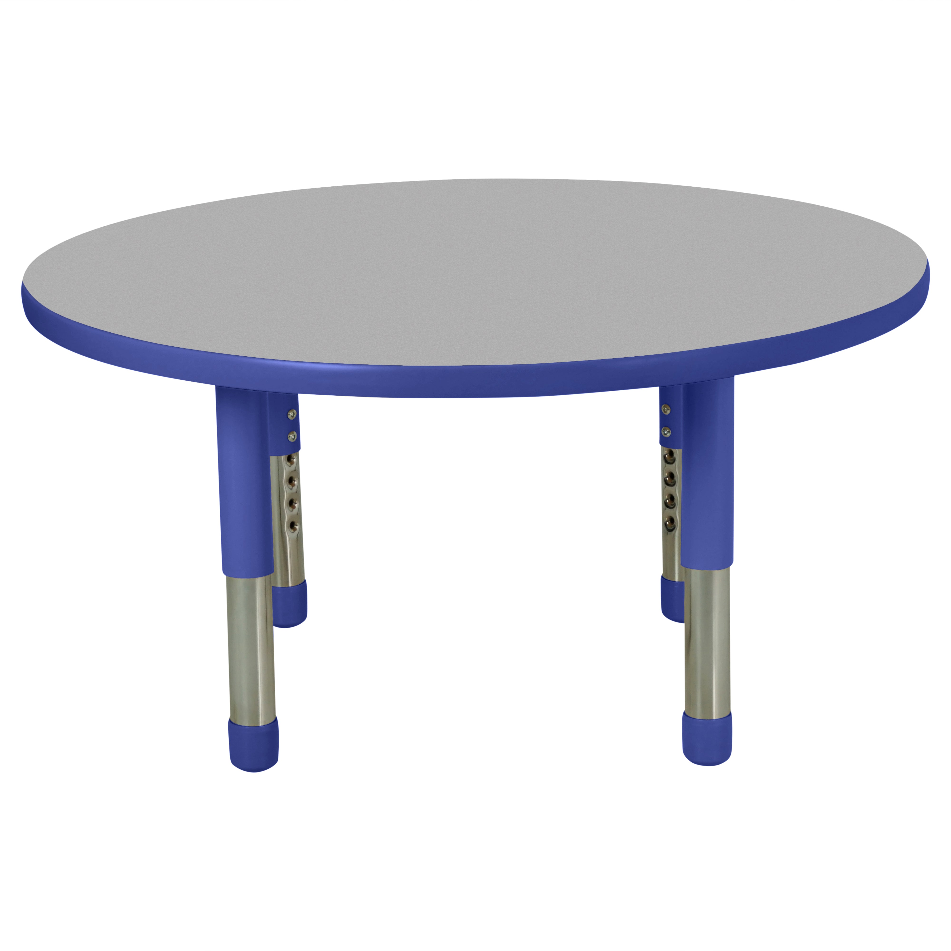 36" Round T-Molding Activity Table with Adjustable Tiny Tot Legs - Gray/Blue