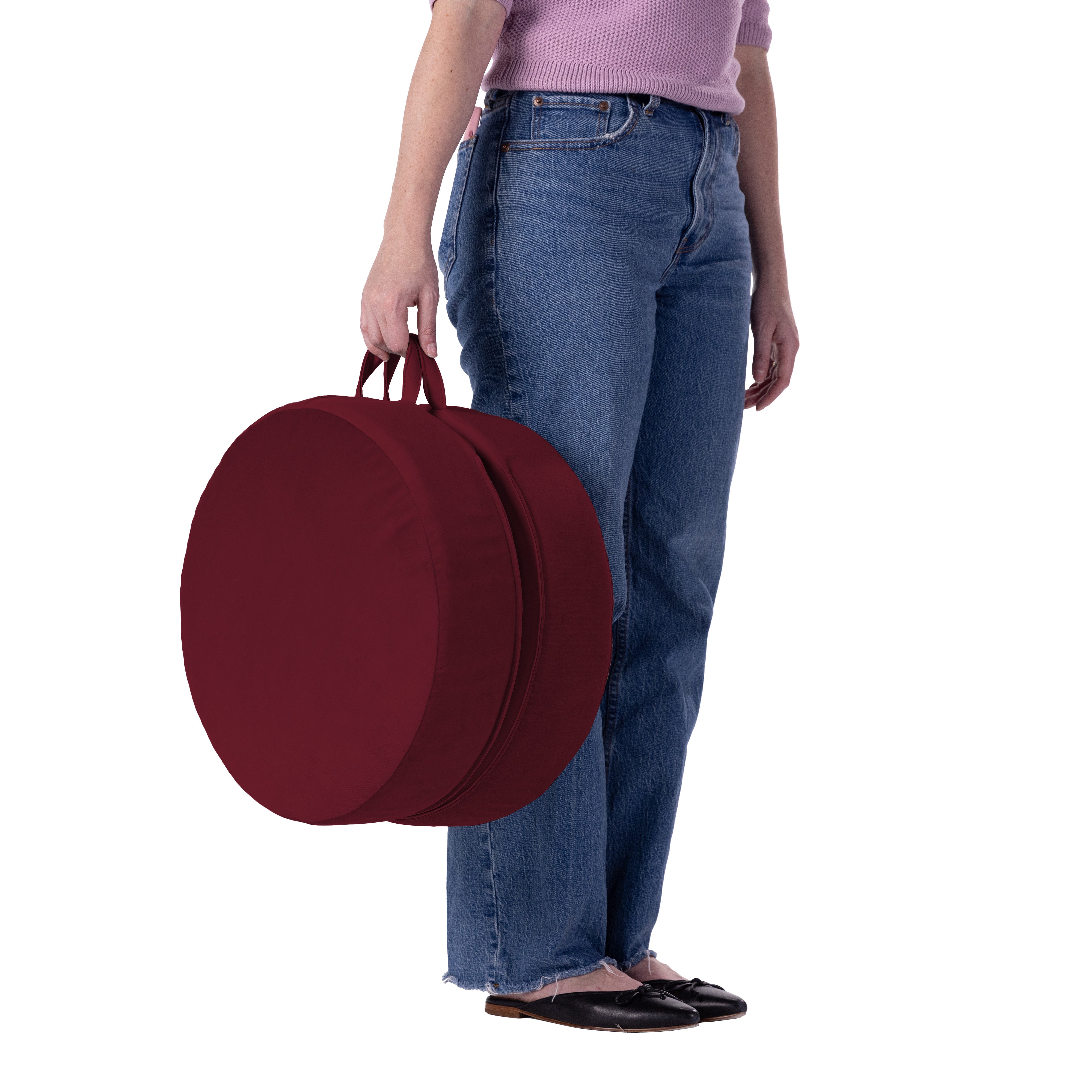 Overstuffed Microfiber Floor Cushions, 2-Piece - Bordeaux