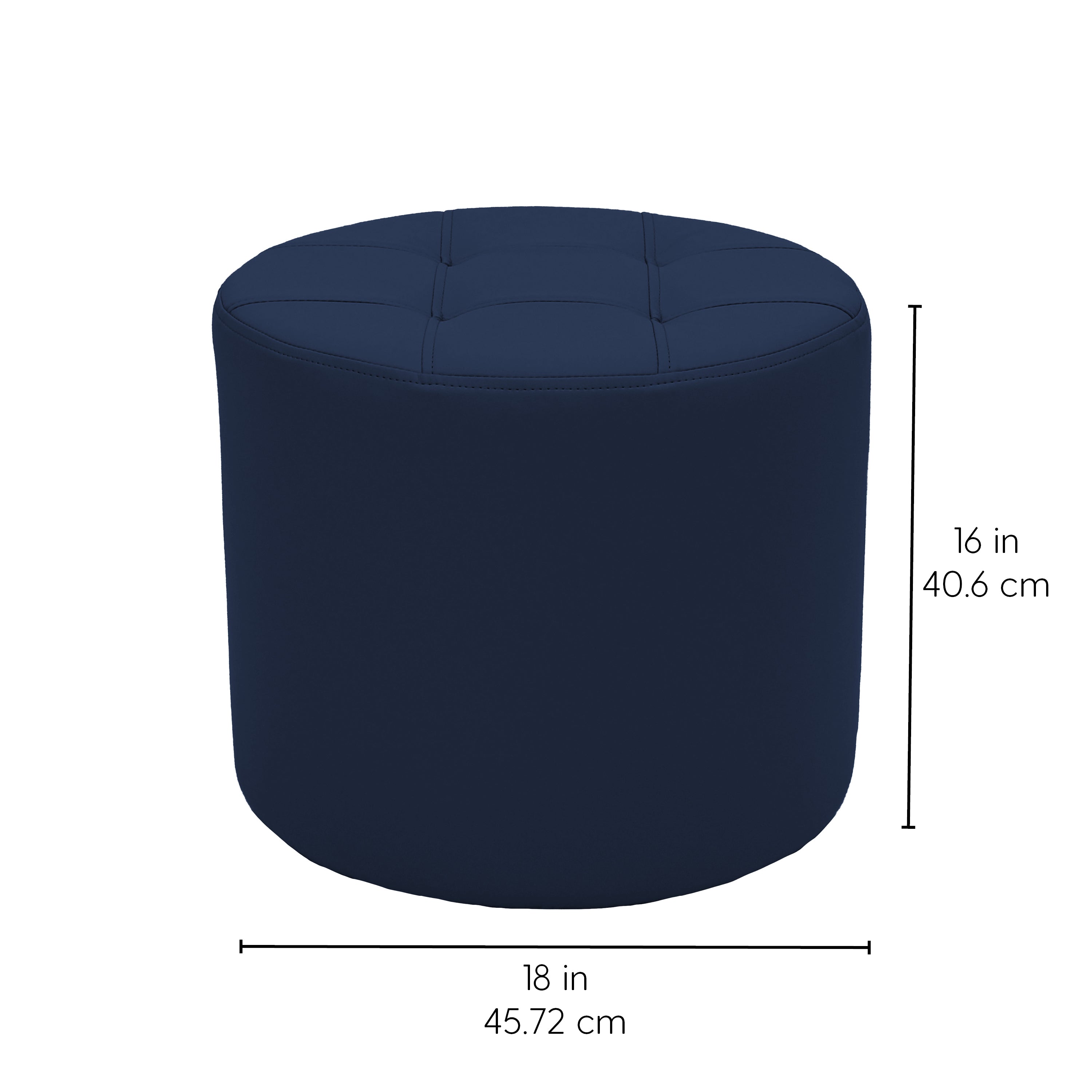 Tufted Round Ottoman 16" Height - Navy
