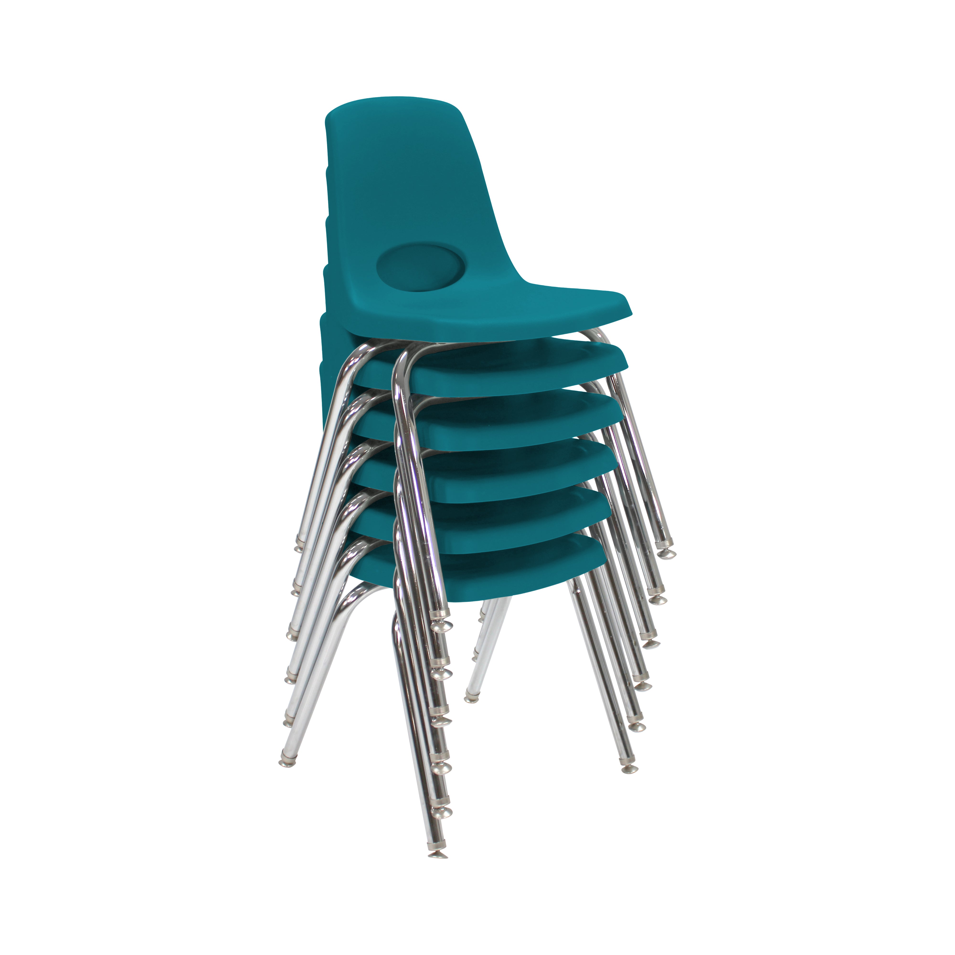 16" Stack Chair with Swivel Glides, 6-Piece - Teal
