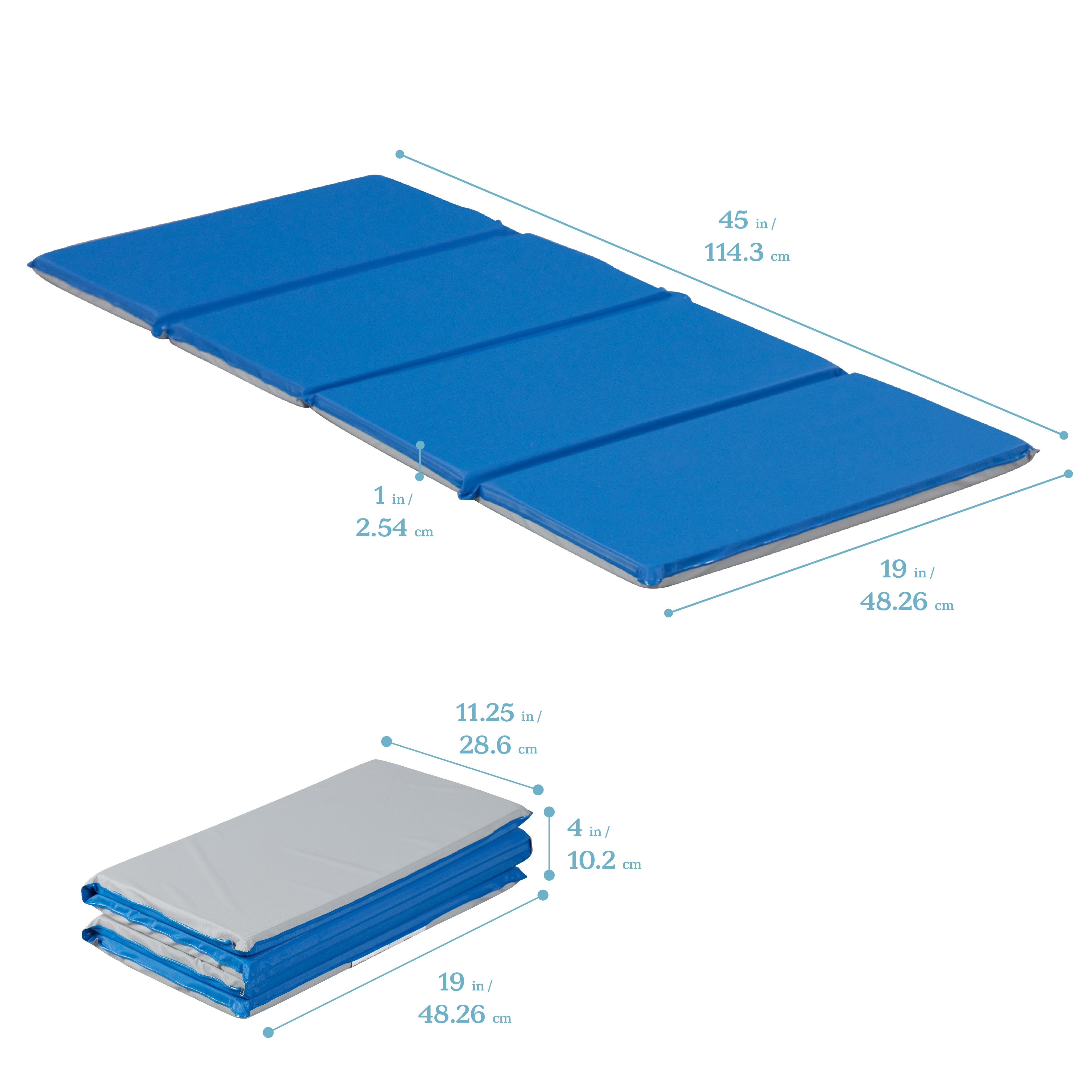 Everyday Folding Rest Mat 4-Section 1in 5-Pack - Blue/Grey