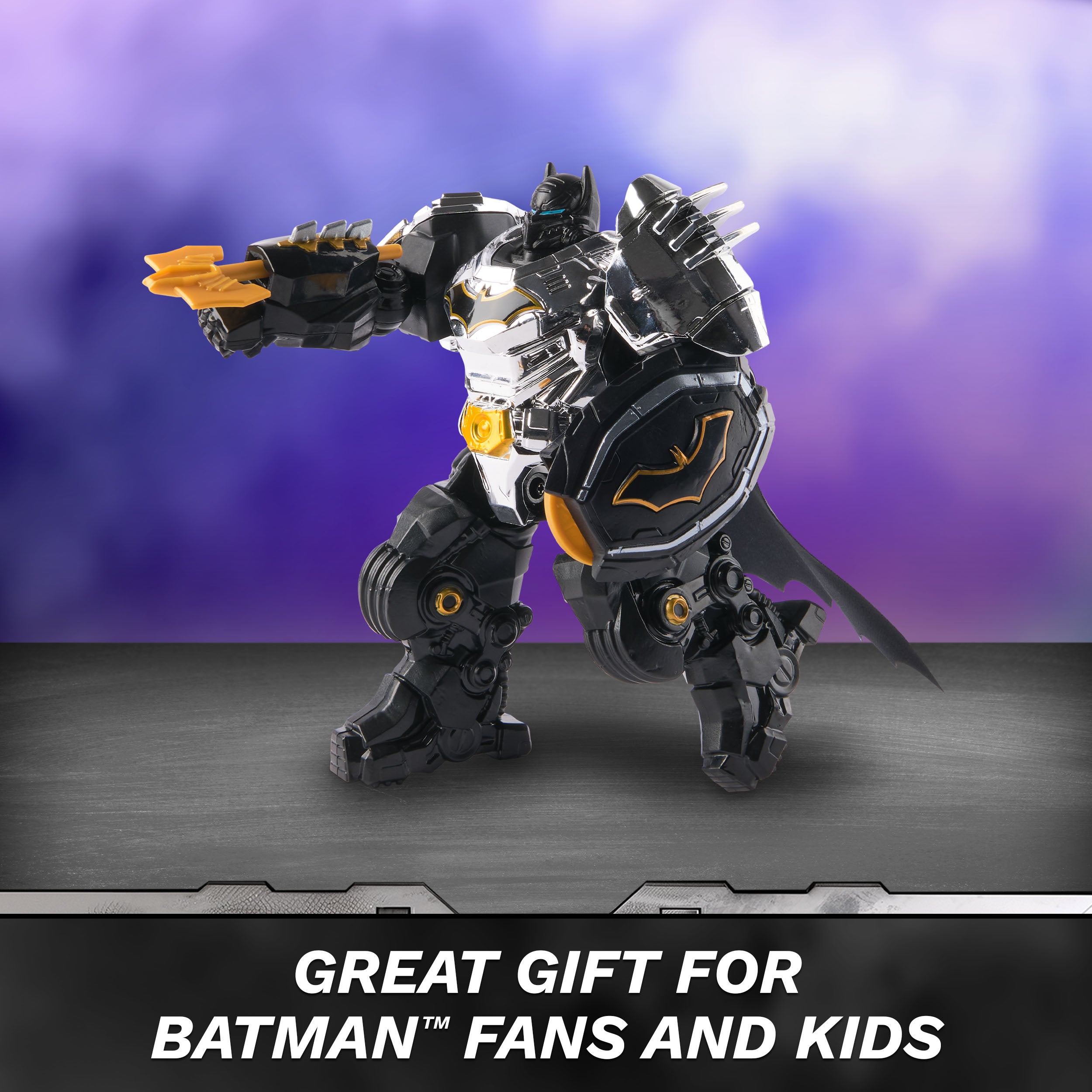 DC Comics, Metal Force Batman Action Figure, 6-Inch with 4-Inch Mini Figure, Built-in Blaster and Armor Suit, Super Hero Kids Toys for Boys and Girls Ages 4 and Up