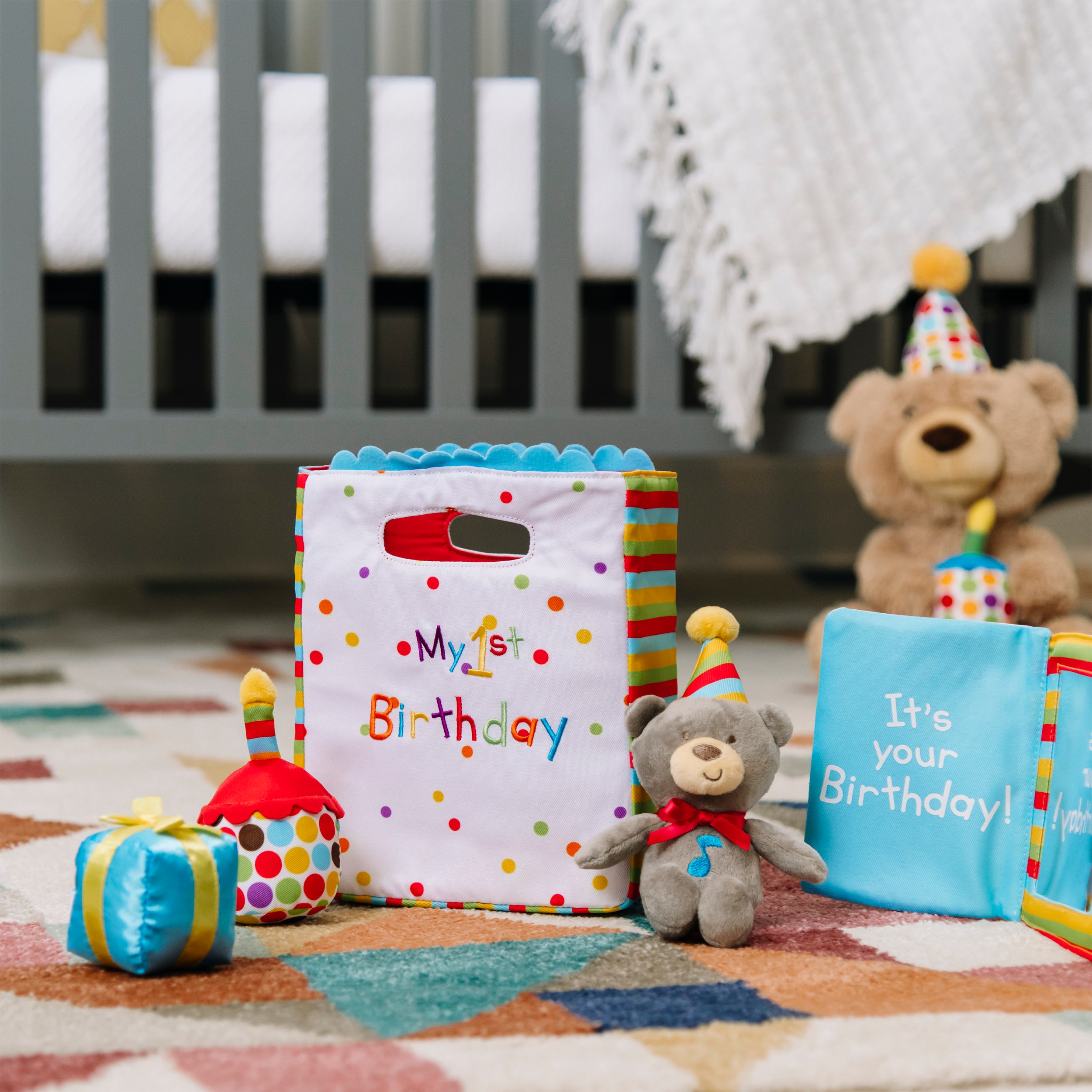 Baby GUND, My First Birthday-Themed 5-Piece Plush Playset, Sensory Toys for Babies, 8”