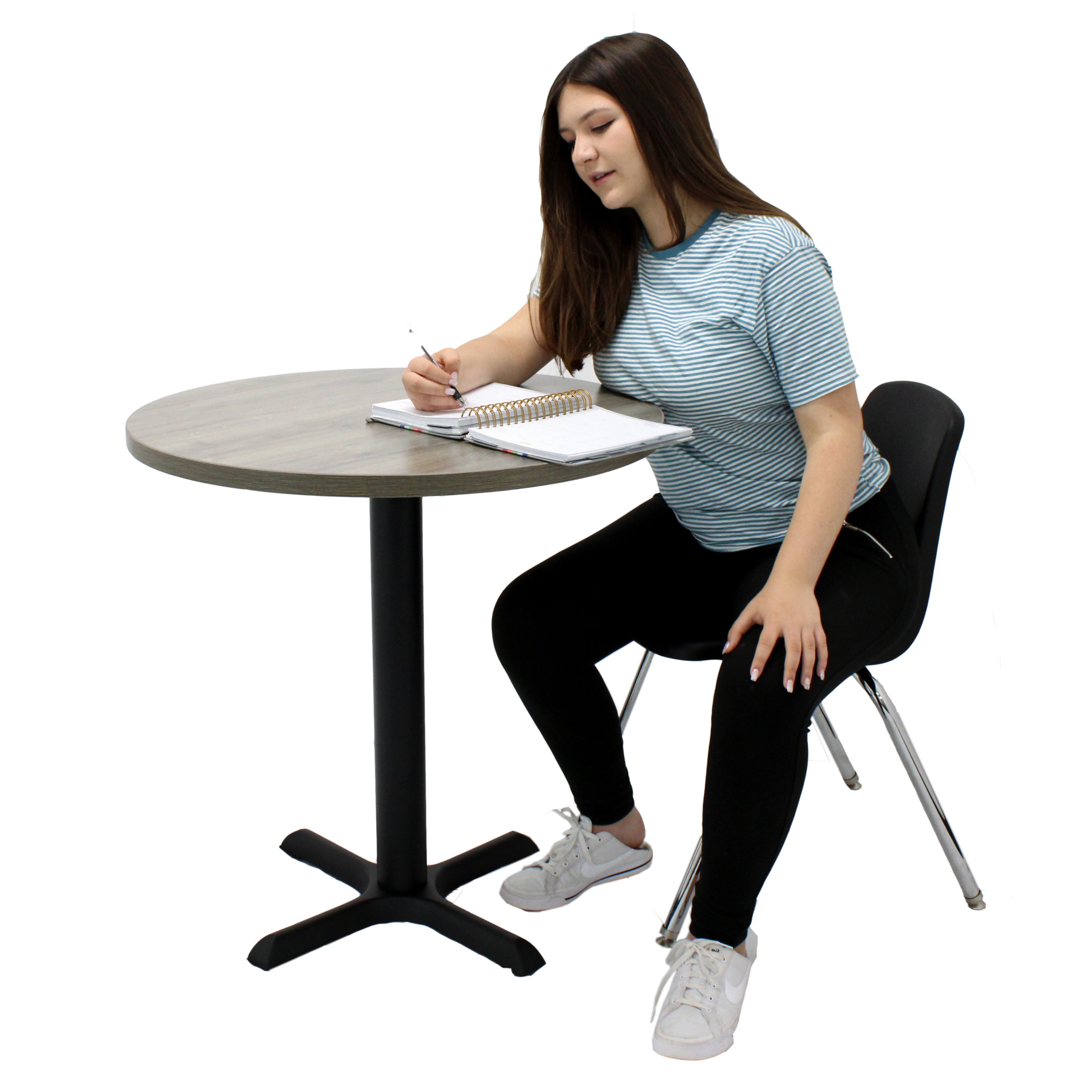 30" Round Cafe Bistro Table - Gray Wood/Black