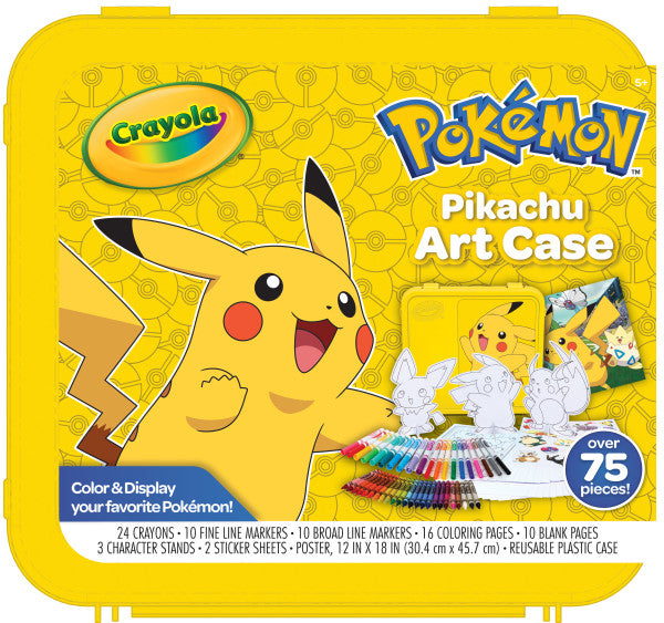Crayola Create & Color Pokémon Coloring Art Case Pikachu, Child, 50 Pcs, Holiday Coloring Toys, Gifts