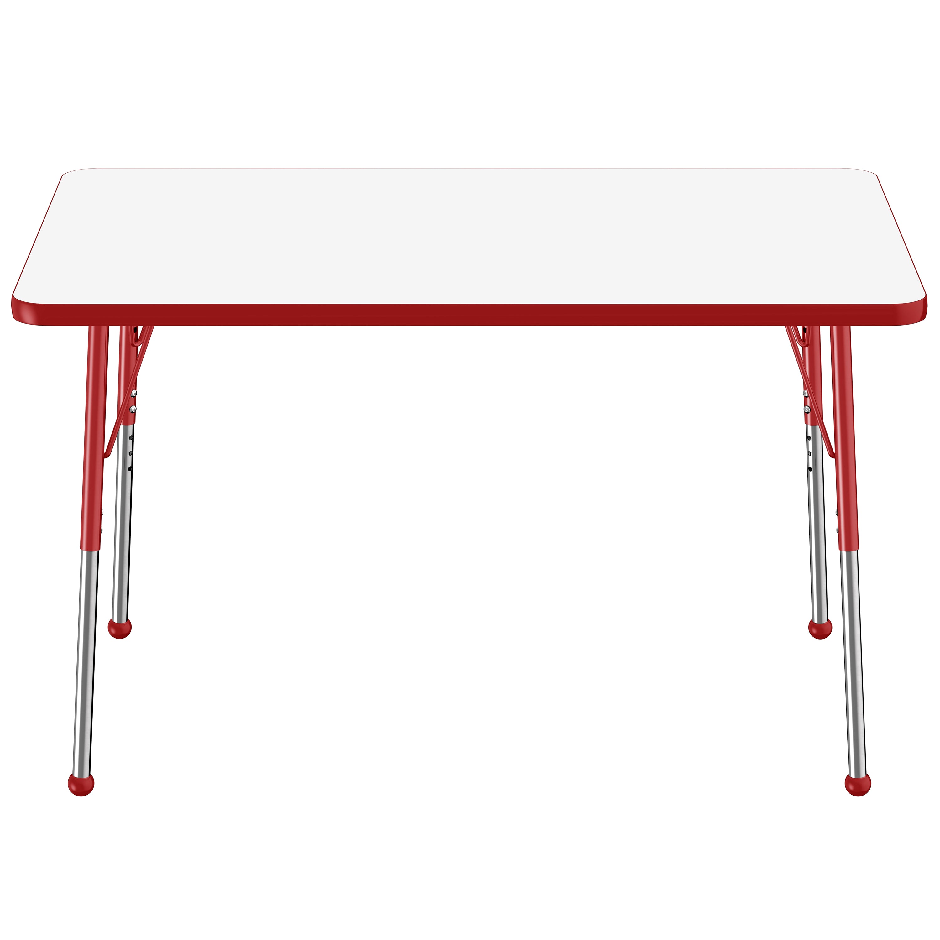 30" x 48" Rectangle Dry-Erase Activity Table with Adjustable Standard Ball Glide Legs - Whiteboard/Red