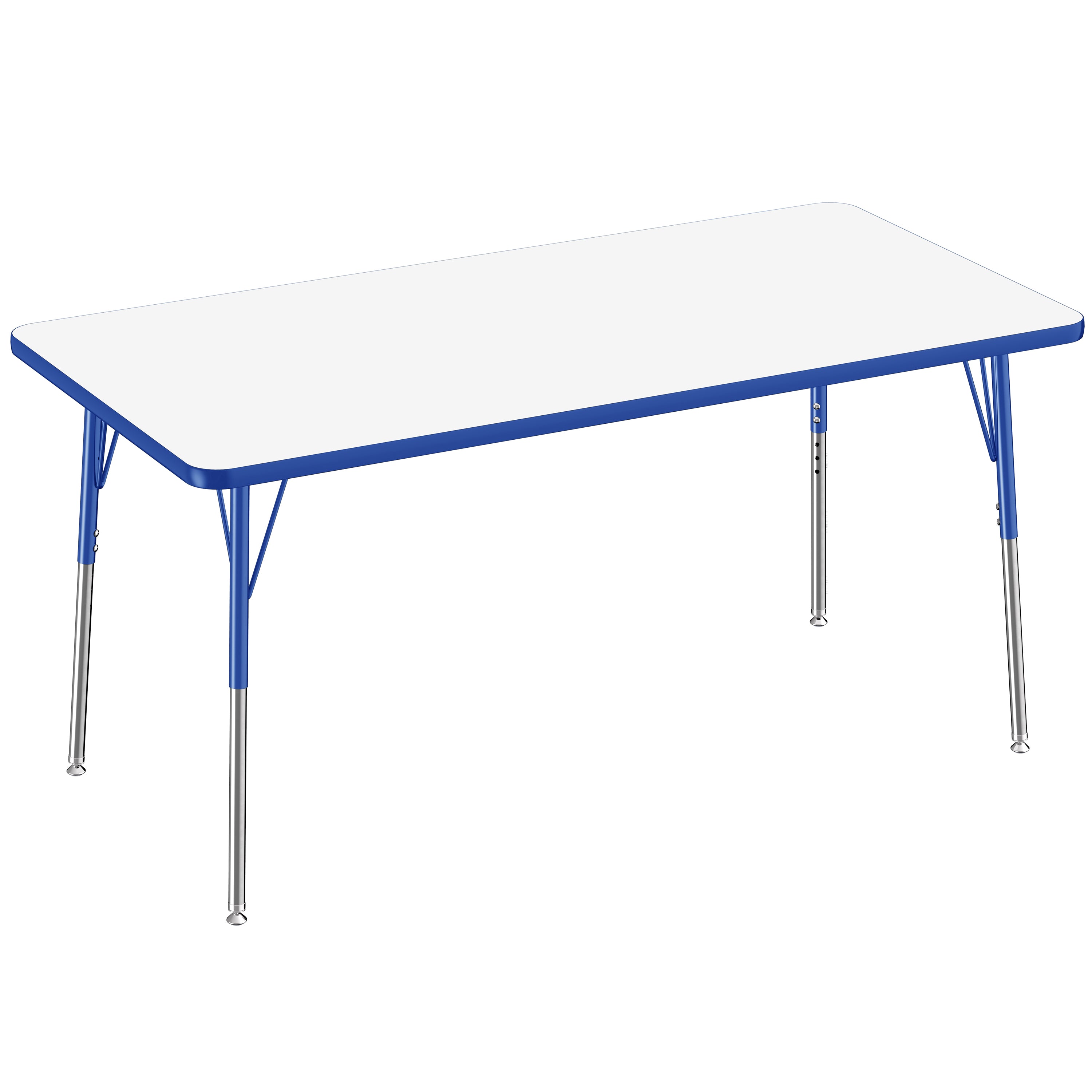 30" x 60" Rectangle Dry-Erase Activity Table with Adjustable Standard Swivel Glide Legs - Whiteboard/Blue