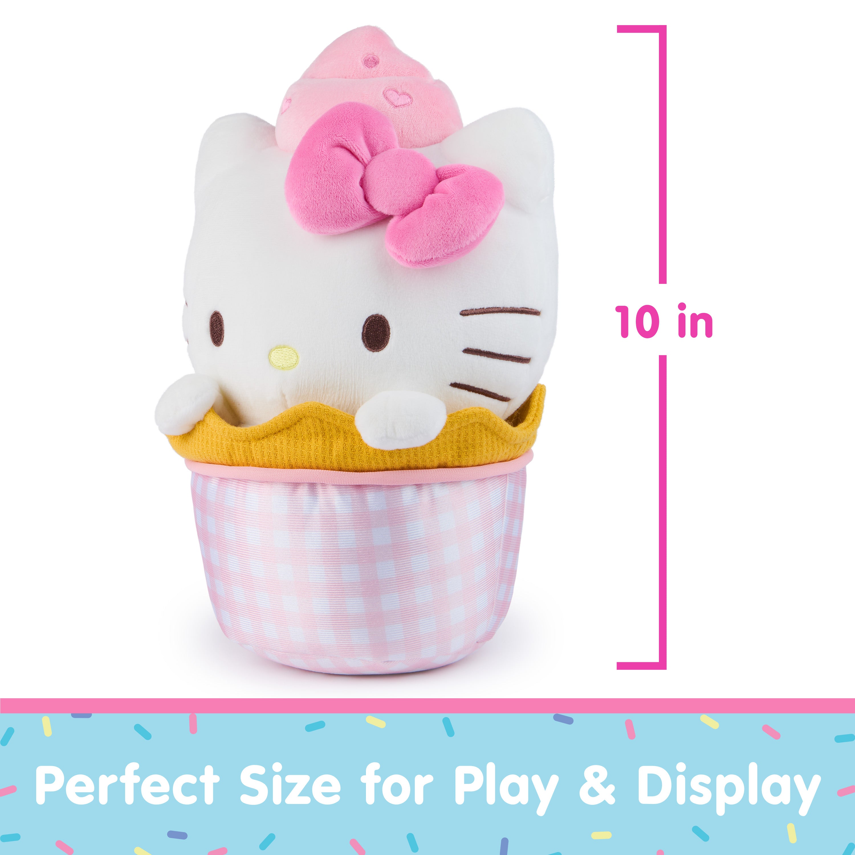 GUND Sanrio Official Hello Kitty Ice Cream Plush, Stuffed Animal for Ages 1 and Up, Pink/White, 10”